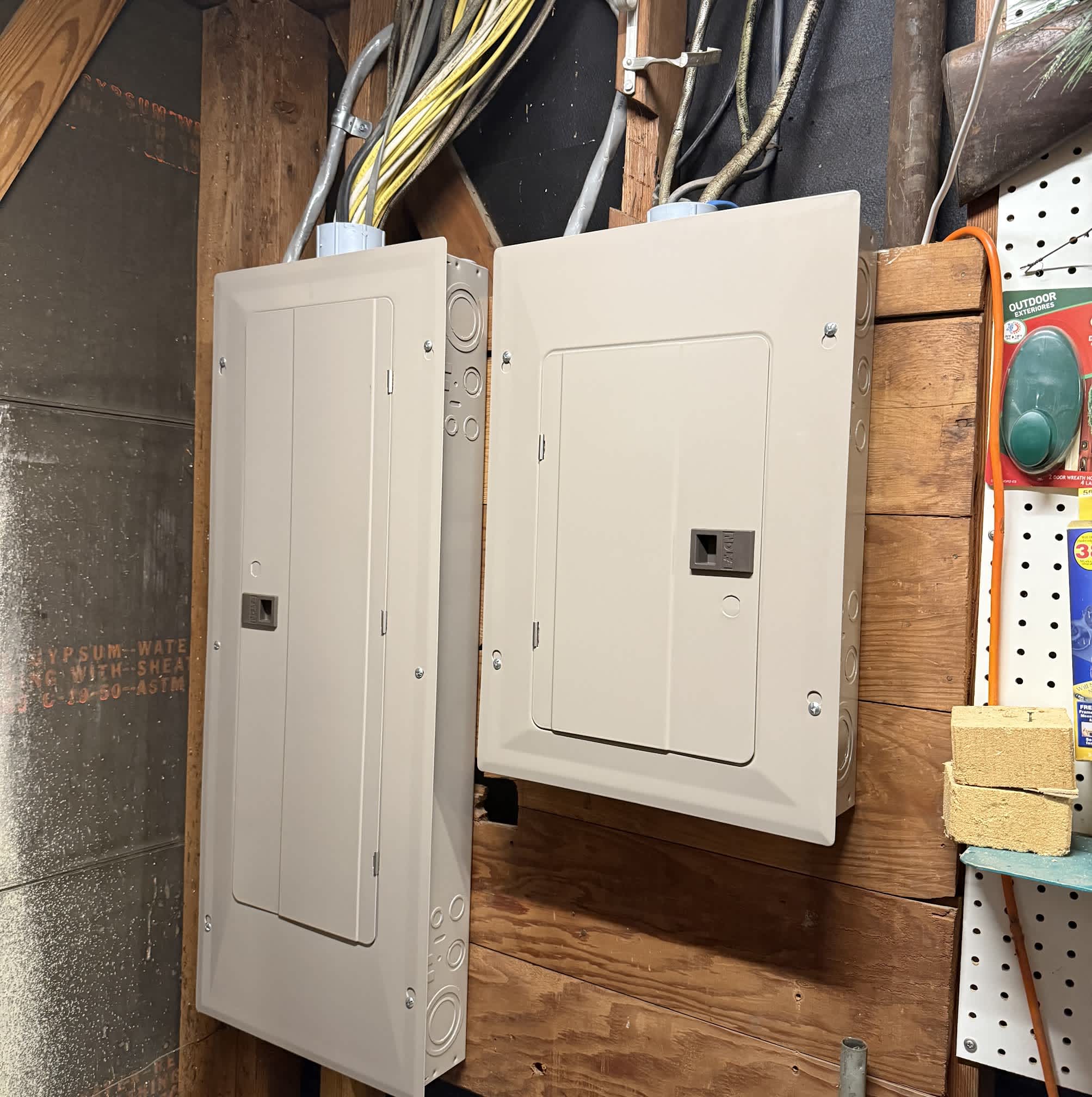 Clean, organized electrical panel installation shows the dependable workmanship customers trust from Abacus Plumbing, Air Conditioning & Electrical.