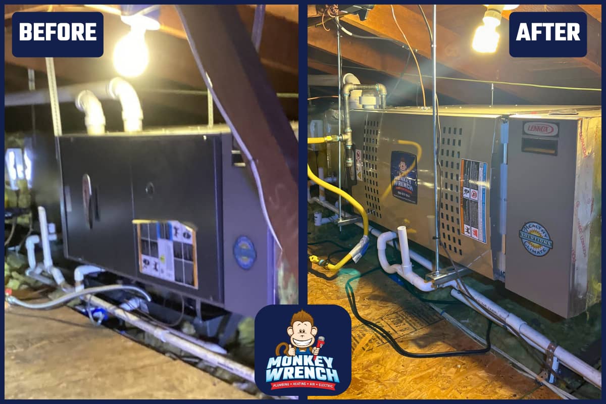Experience premium HVAC transformations with Monkey Wrench Plumbing, Heating, Air & Electric—your partner in comfort.