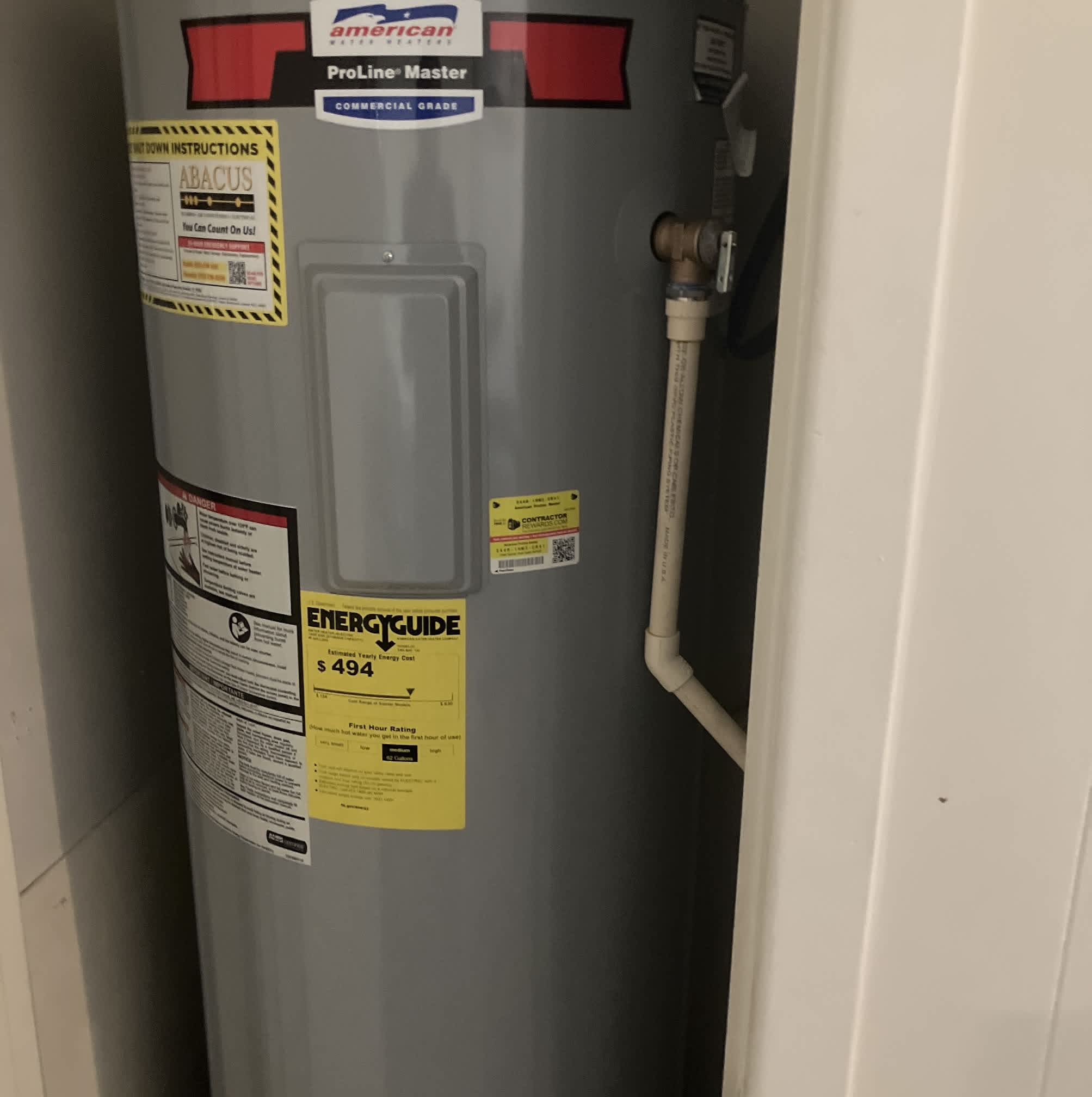 A clean, professionally installed water heater demonstrates the dependable craftsmanship customers expect from Abacus Plumbing, Air Conditioning & Electrical.