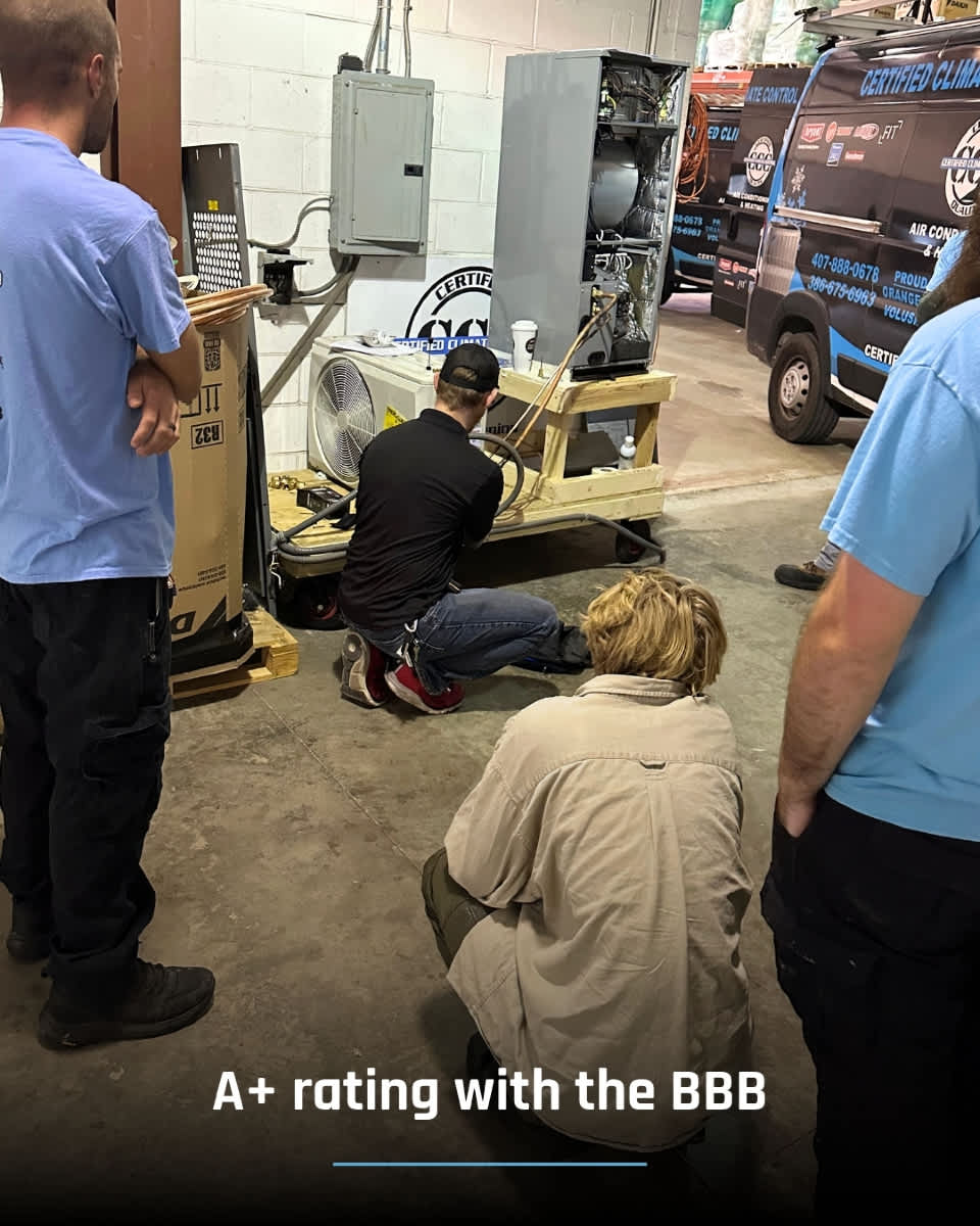 At Certified Climate Control, our commitment to quality is reflected in our A+ BBB rating, ensuring your HVAC needs are in expert hands.