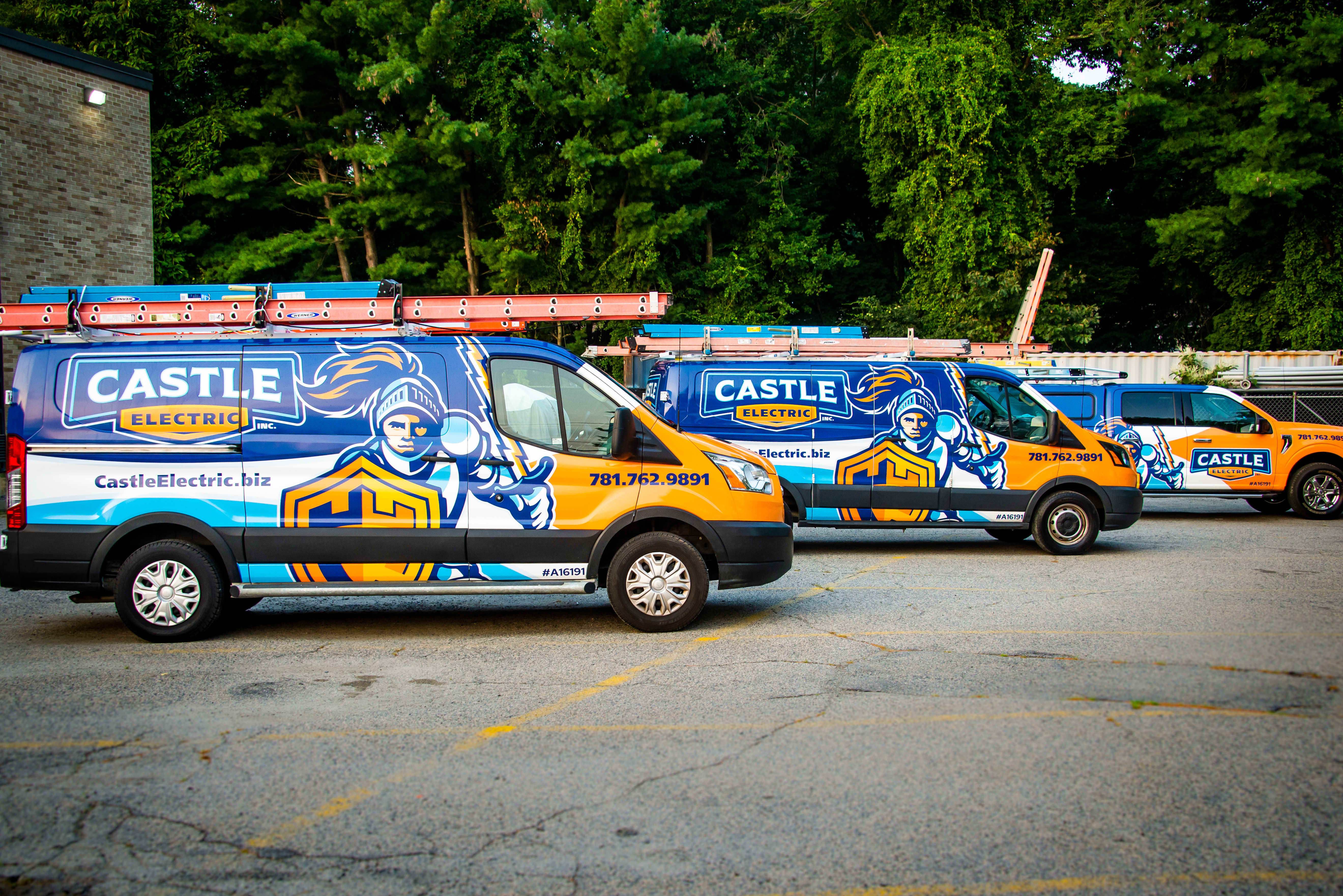 Trust Castle Electric Inc. for reliable electrical services with professional and vibrant service vans ready to serve you!