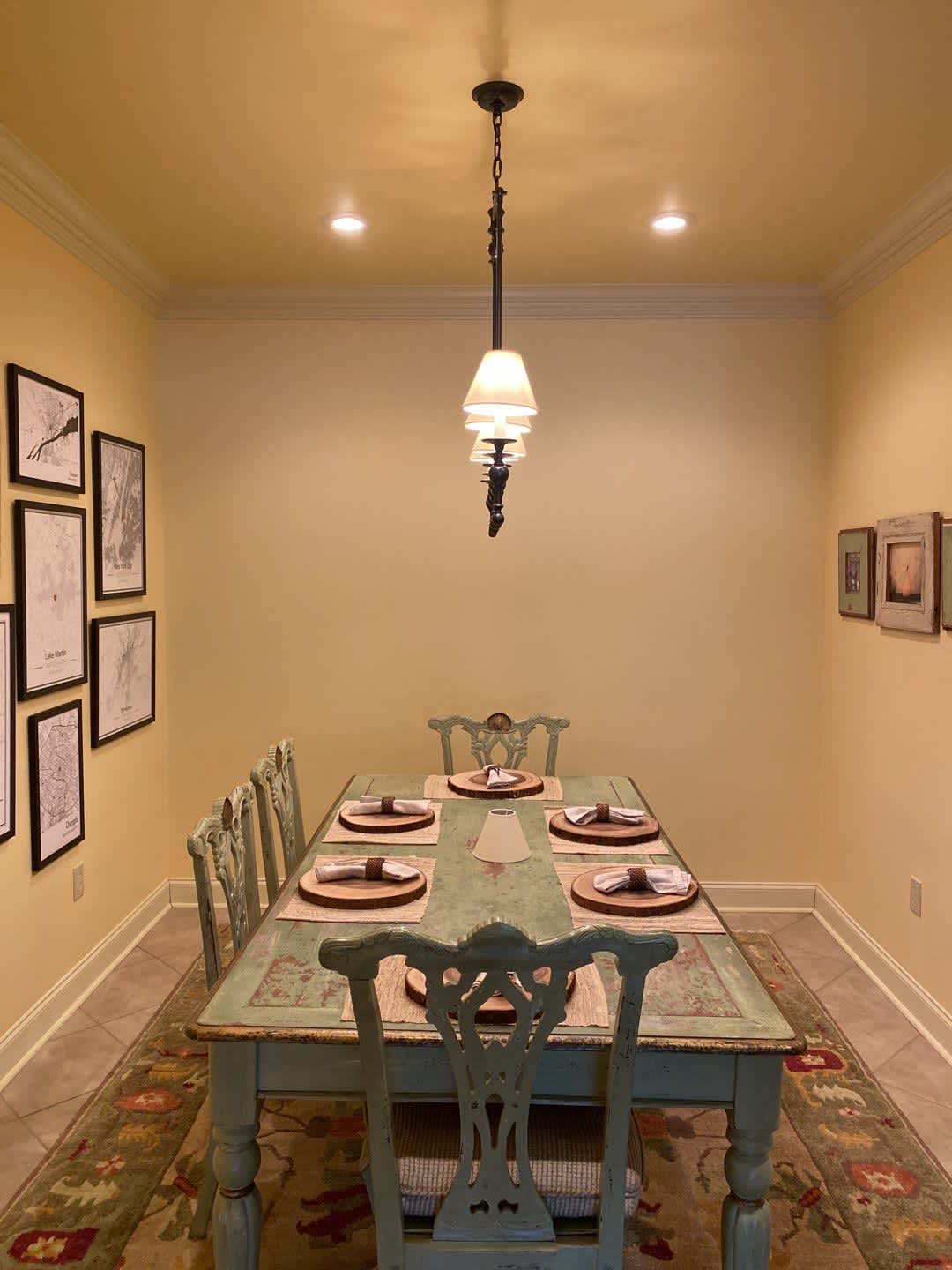 Warm, reliable lighting and careful craftsmanship brighten dining spaces, showing how C&T Electric LLC enhances both comfort and safety.