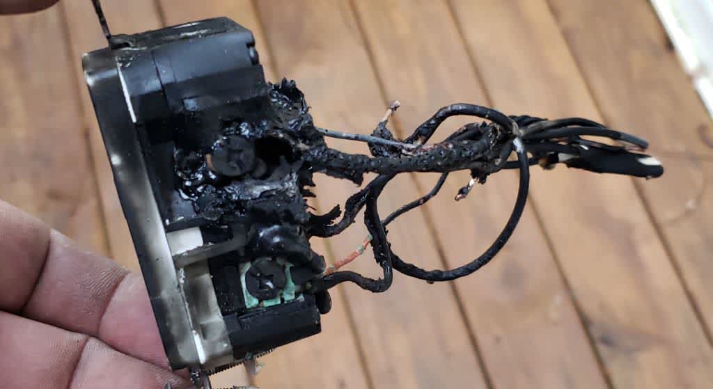 Aardvark Electric ensures safety by expertly handling electrical repairs and preventing hazards like these.