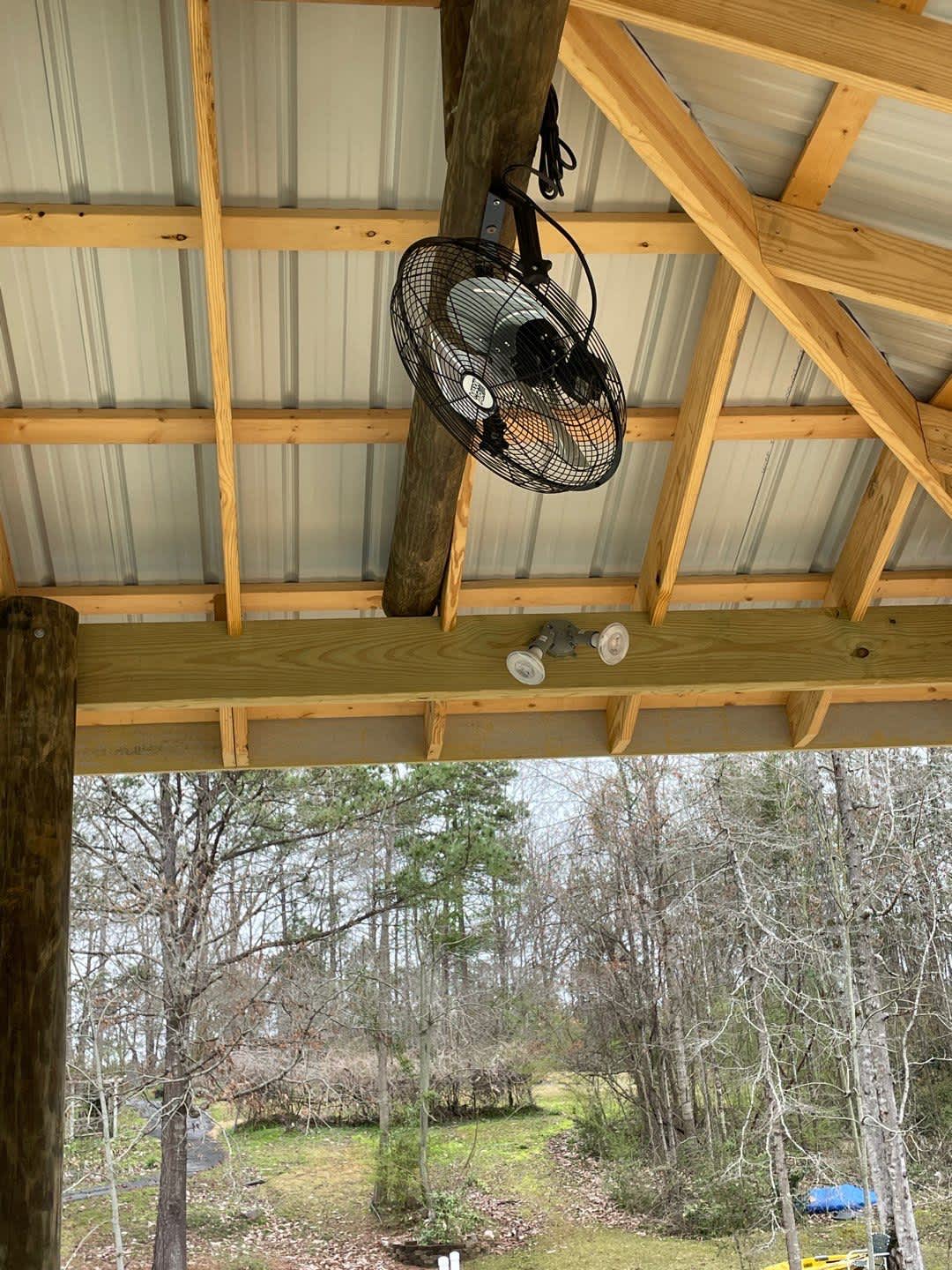 Sturdy outdoor fan and lighting installed with care, showcasing C&T Electric LLC craftsmanship and durable, weather-ready solutions.
