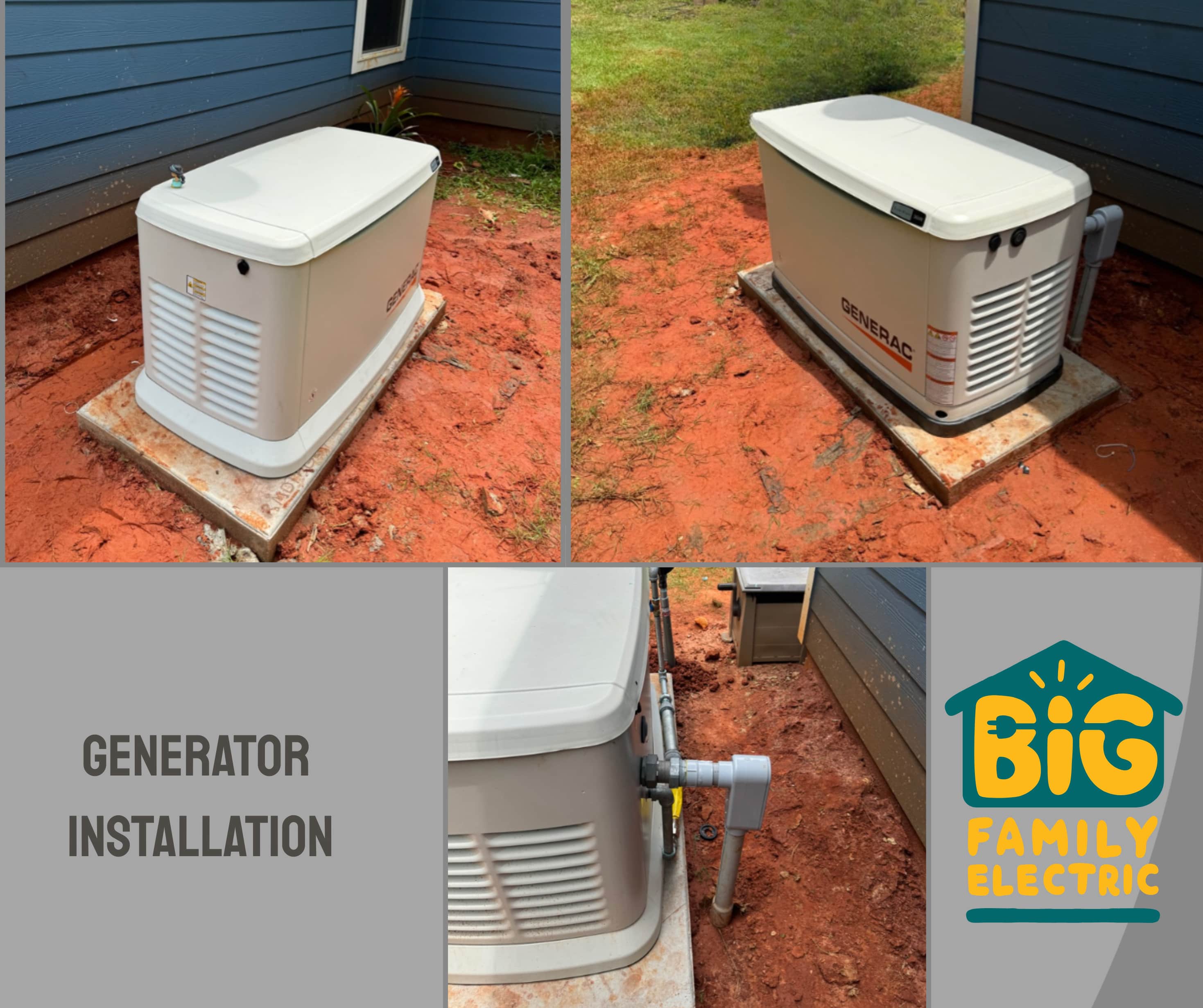 Ensure uninterrupted power with professional generator installations by Big Family Electric.