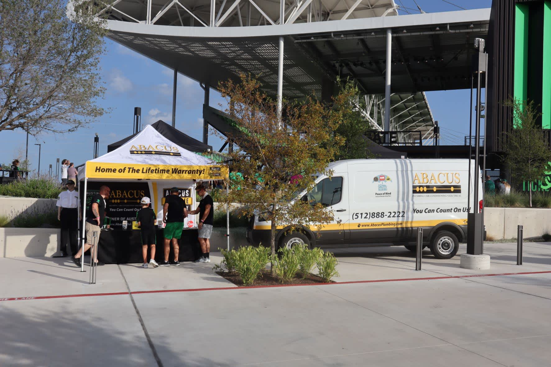 Friendly on-site service and clear lifetime warranty messaging show Abacus Plumbing, Air Conditioning, & Electrical's commitment to reliable, customer-focused care.