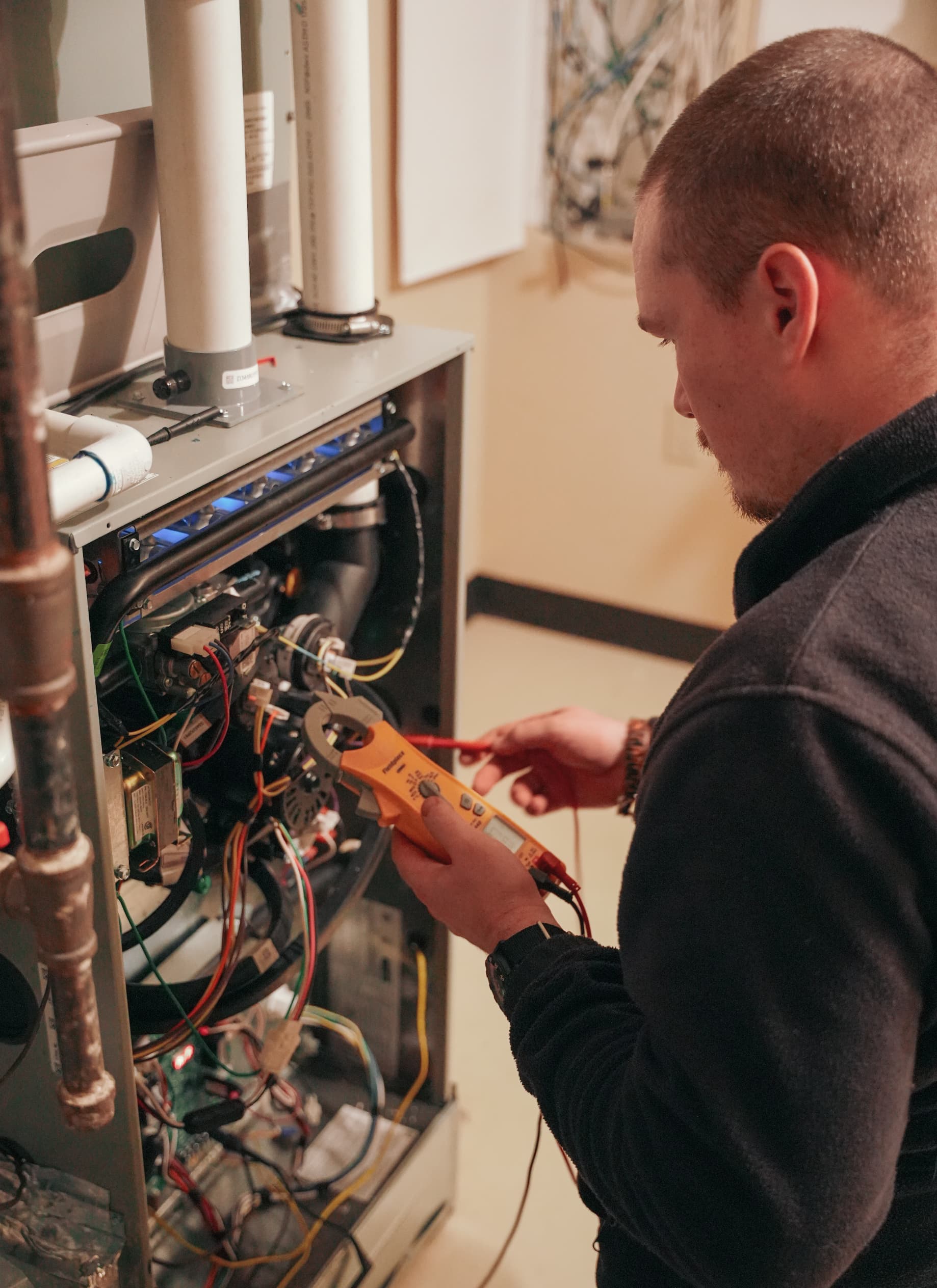 A skilled technician from Eco Electric, Plumbing, Heating and Air carefully diagnoses your furnace to ensure reliable, energy efficient performance.