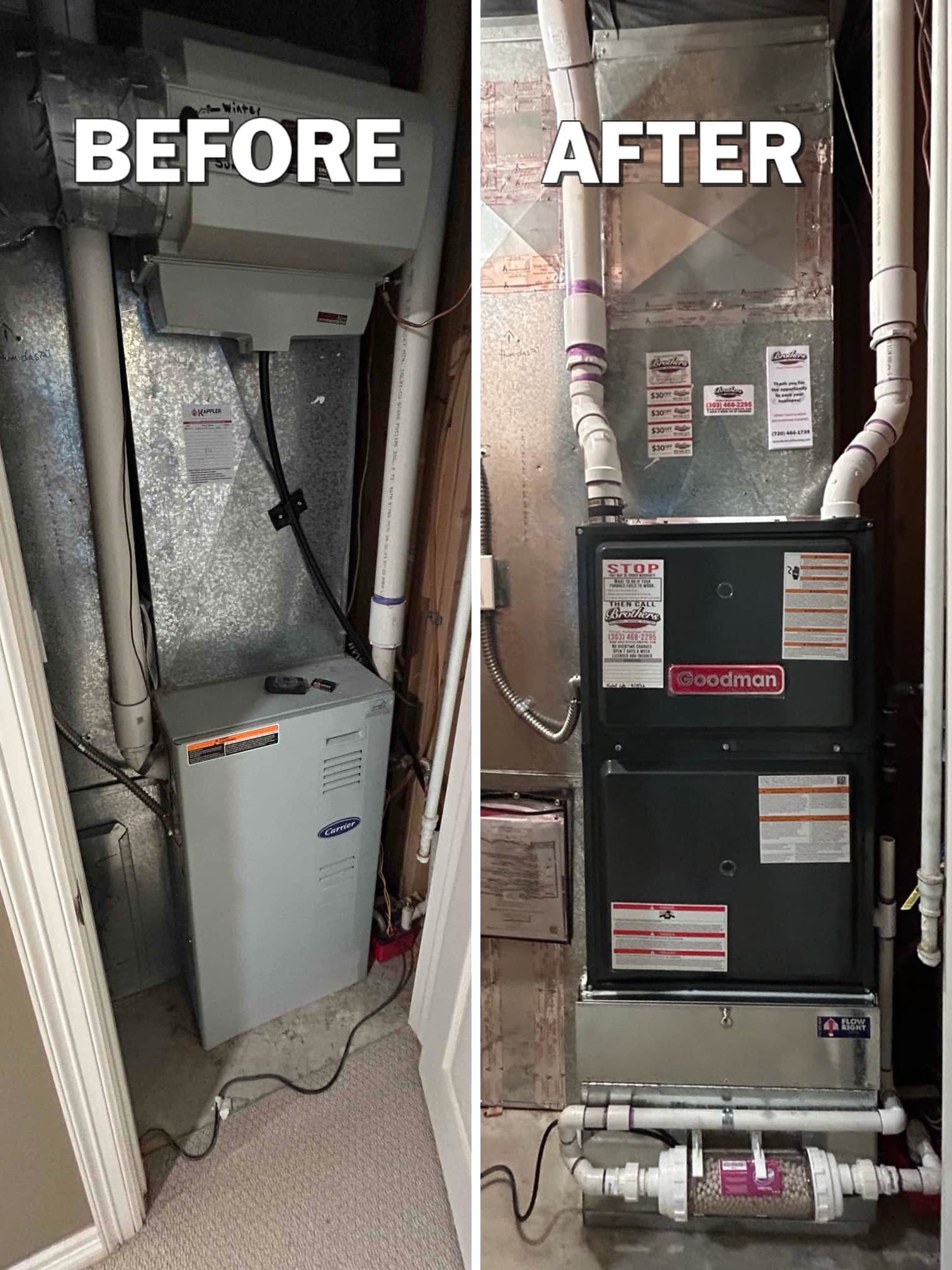 Brothers Plumbing, Heating, and Electric - Denver upgraded this furnace for improved reliability and cleaner condensate management, giving homeowners lasting peace of mind.