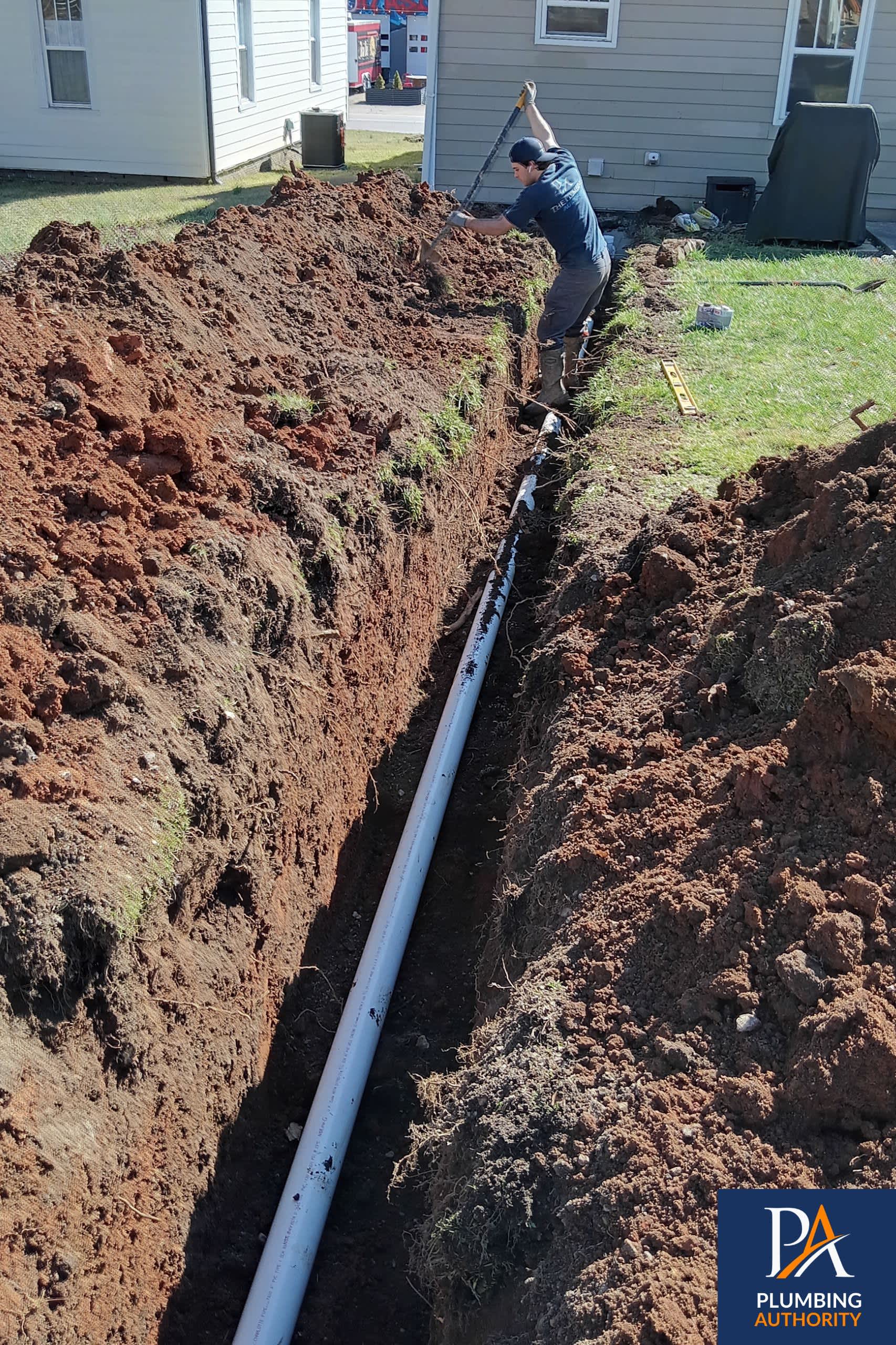 Skilled technicians from The Plumbing Authority deliver reliable trench and pipe installation with careful workmanship and attention to safety.