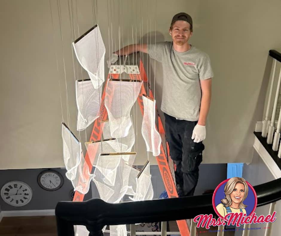 Experience the high-quality electrical services of Mrs. Michael Plumbers, Electricians, and HVAC Technicians, ensuring your home is both safe and beautifully lit.