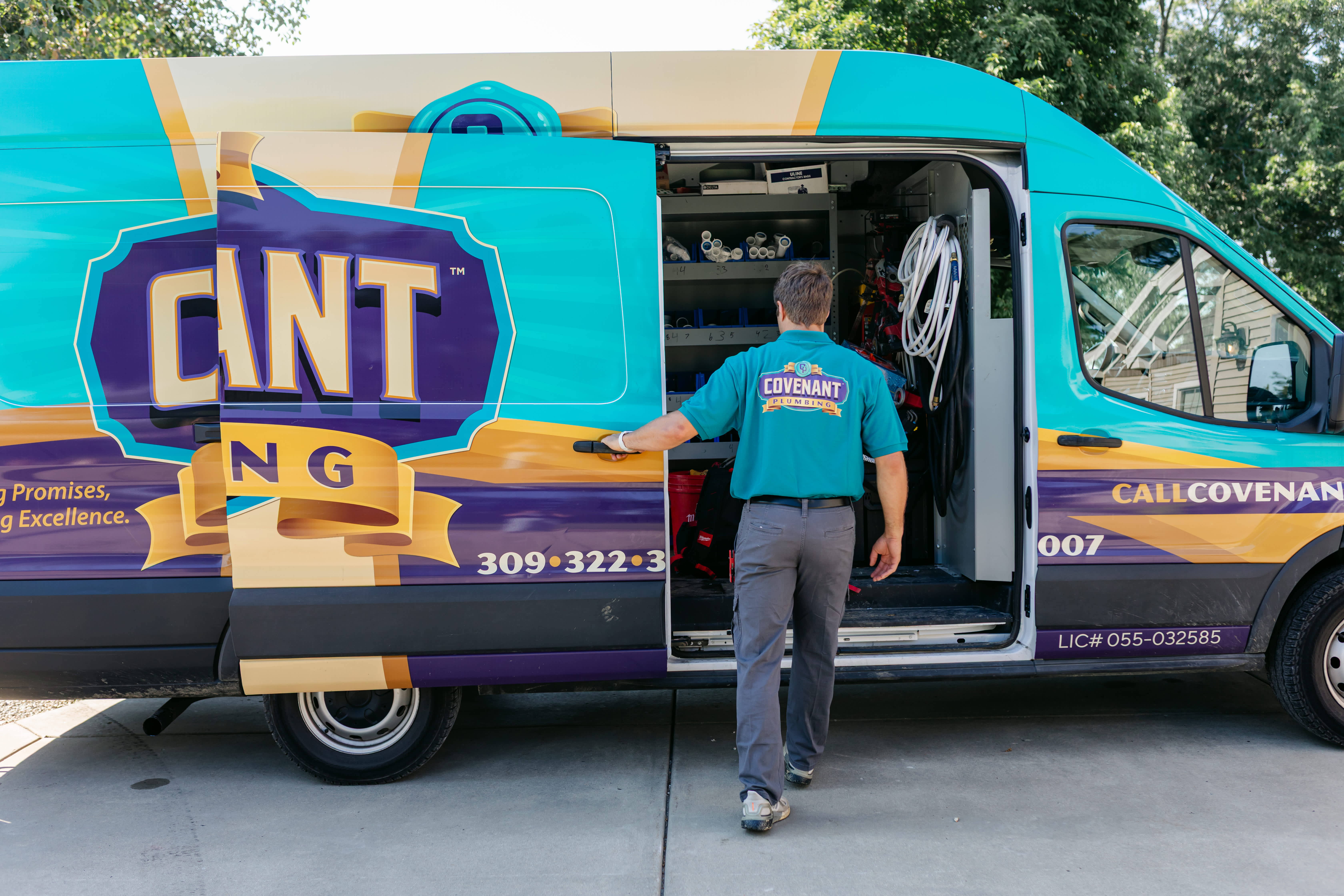 Covenant Plumbing is committed to service excellence, as shown in our well-equipped vehicles and professional team ready to tackle any plumbing challenge.