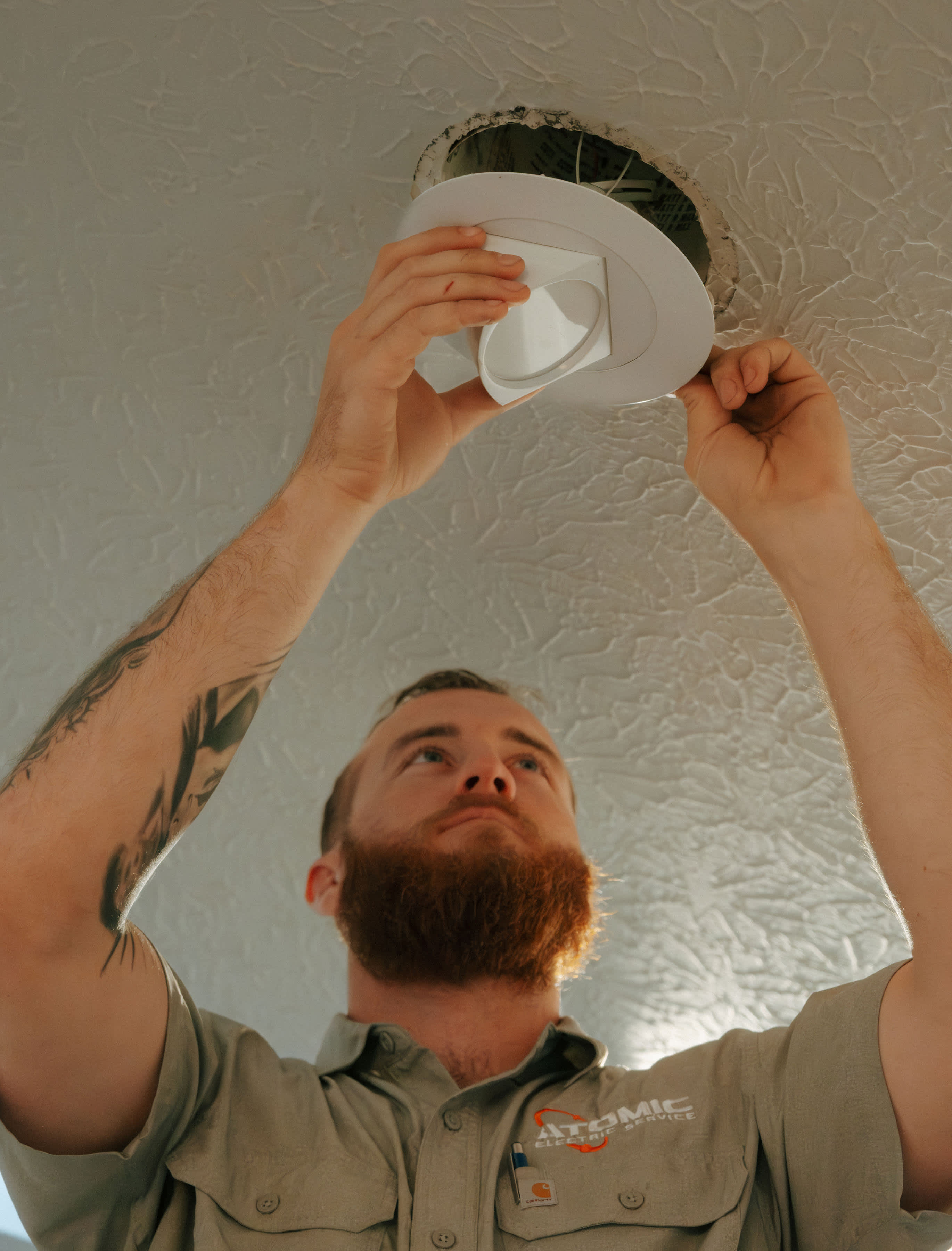 Experience top-notch lighting installations with Atomic Electric Service Inc., where quality and professionalism illuminate every project.