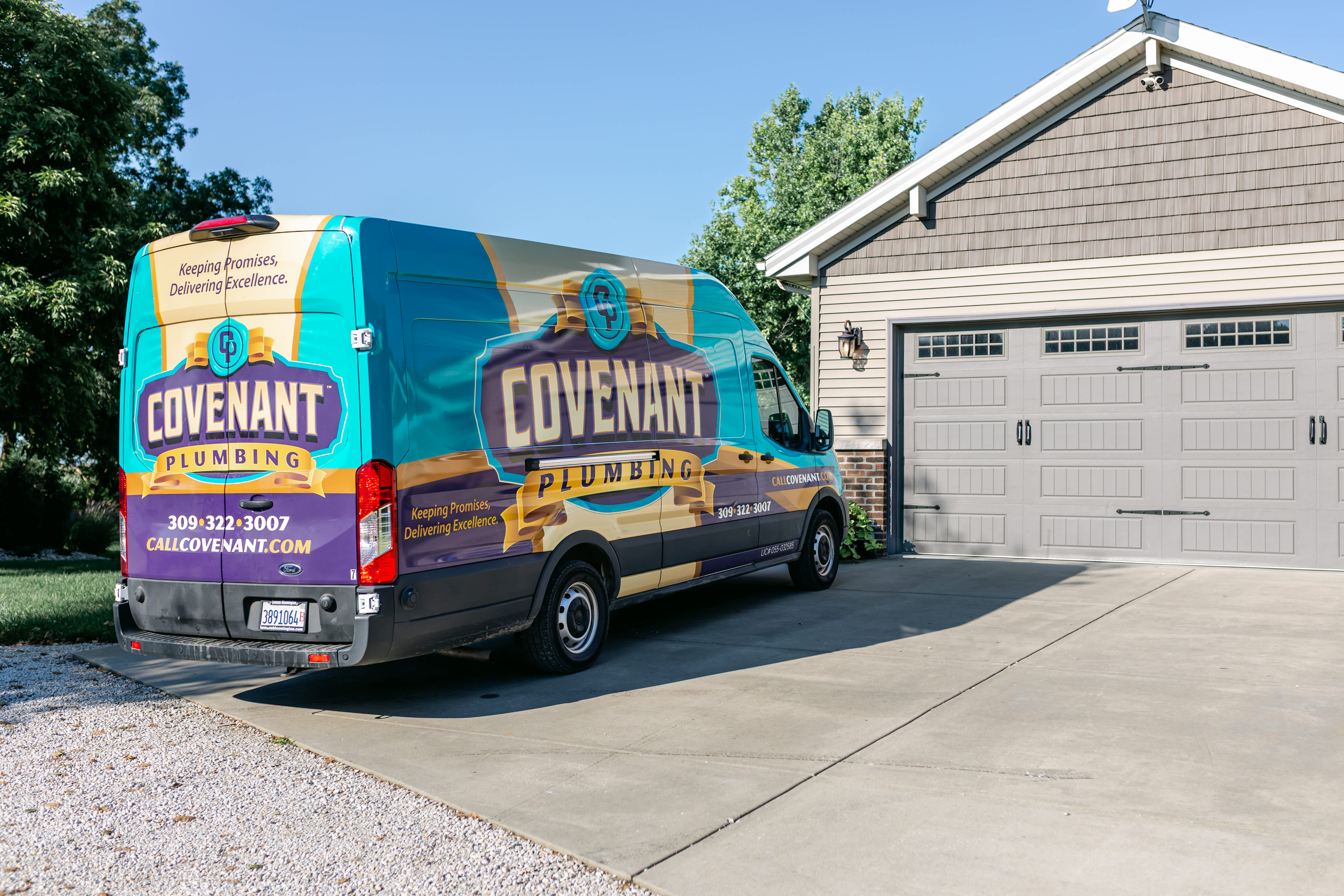 Covenant Plumbing is committed to excellence, as shown by their well-branded service van ready to deliver quality solutions to your doorstep.