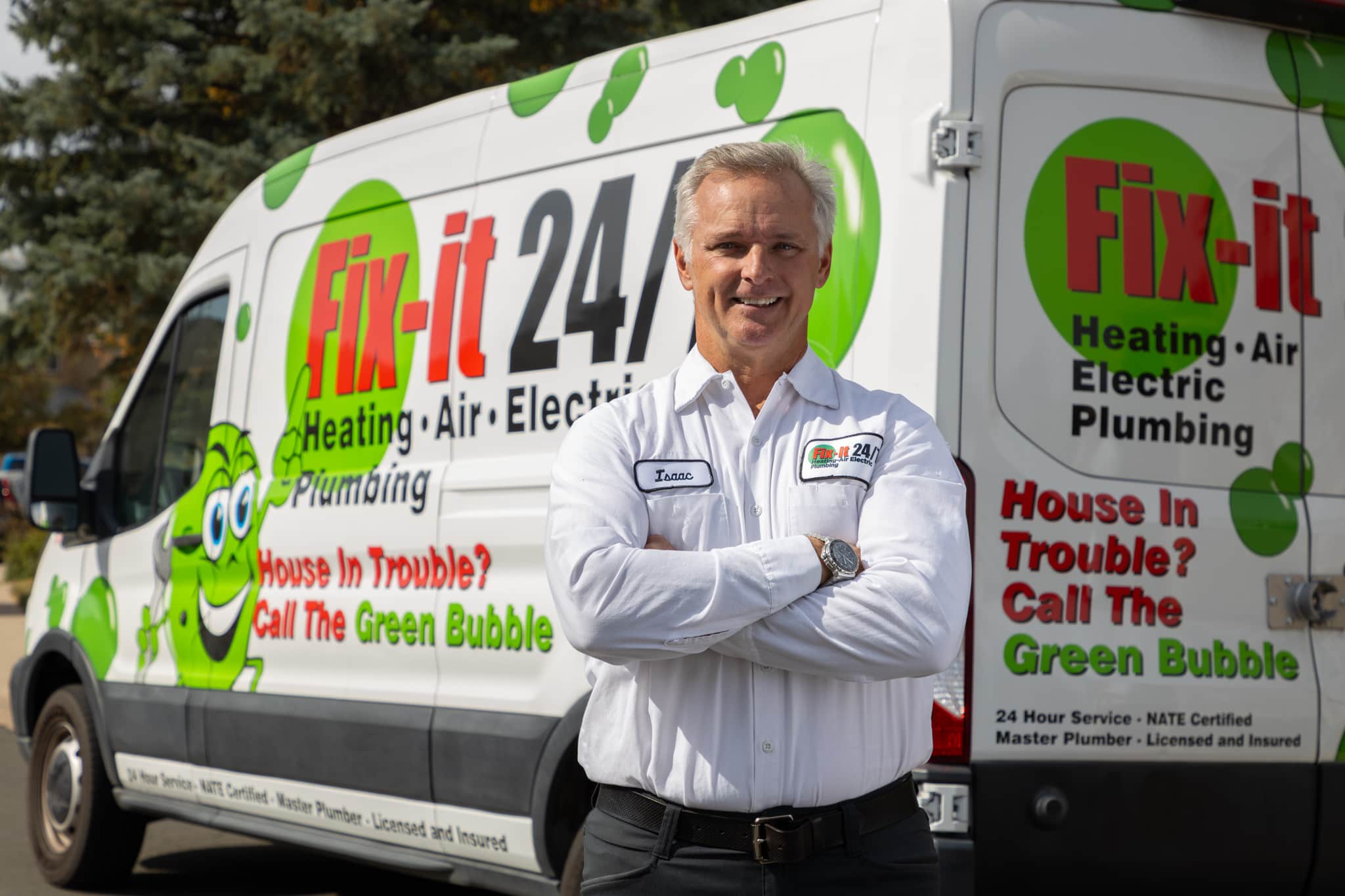 Trust Fix-it 24/7 for all your heating, air, electric, and plumbing needs. House in trouble? Call the Green Bubble!