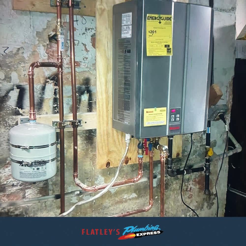 Upgrade to efficiency and quality with Flatley's Plumbing Express for your expert water heater installations.