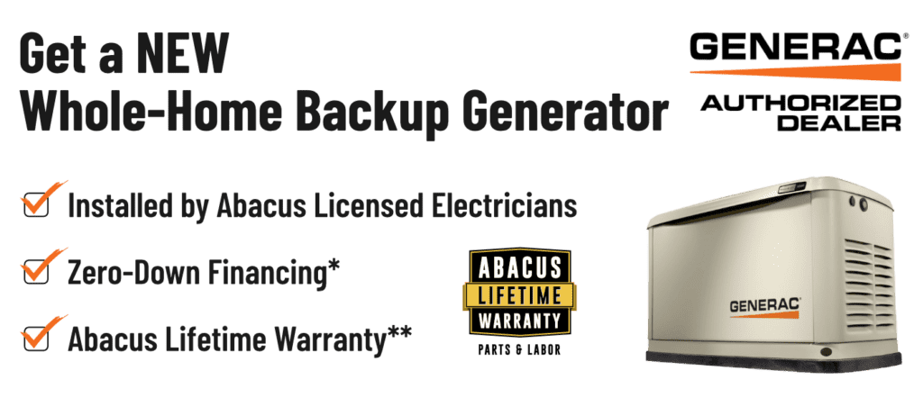 Enjoy reliable whole-home backup power with Abacus Plumbing, Air Conditioning & Electrical, backed by licensed installation and a lifetime warranty.