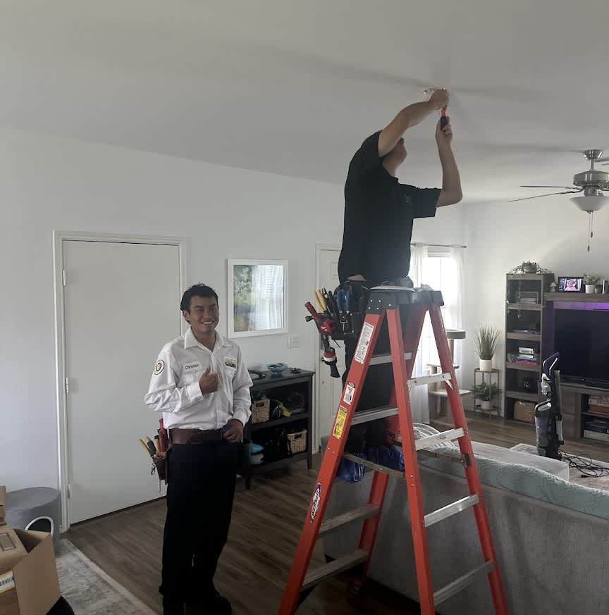 Friendly, professional technicians from Abacus Plumbing, Air Conditioning, & Electrical quickly and carefully restore your ceiling fixture while respecting your home.