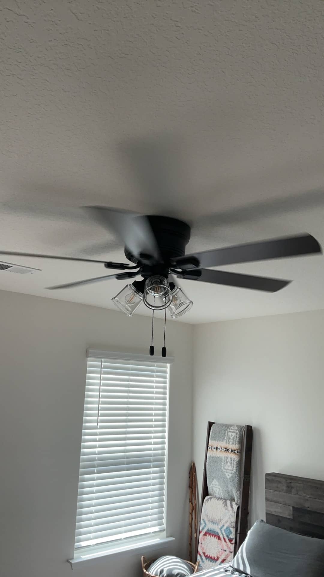 A clean, neatly installed ceiling fan shows the attention to safety and craftsmanship customers rely on from Atomic Electric Service Inc.