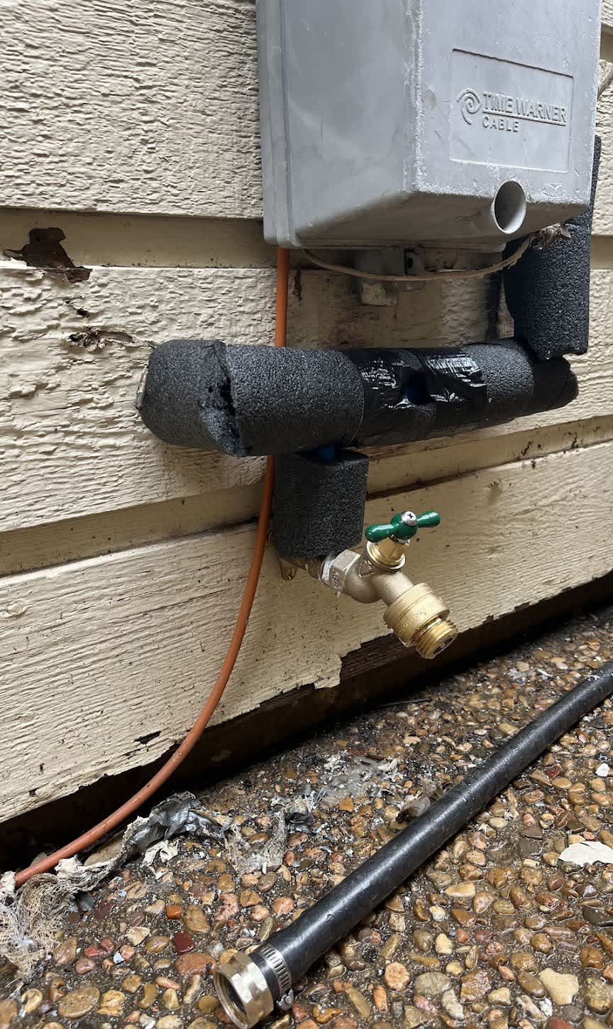 Abacus Plumbing, Air Conditioning, & Electrical installed a durable outdoor hose bib with solid materials, ensuring reliable service and long term performance.