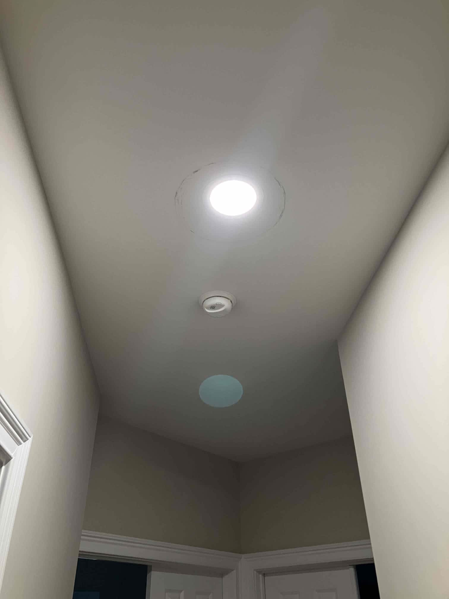 Bright, professionally installed recessed lighting and safety devices show the reliable workmanship customers trust from Dawson's Electric & Air.