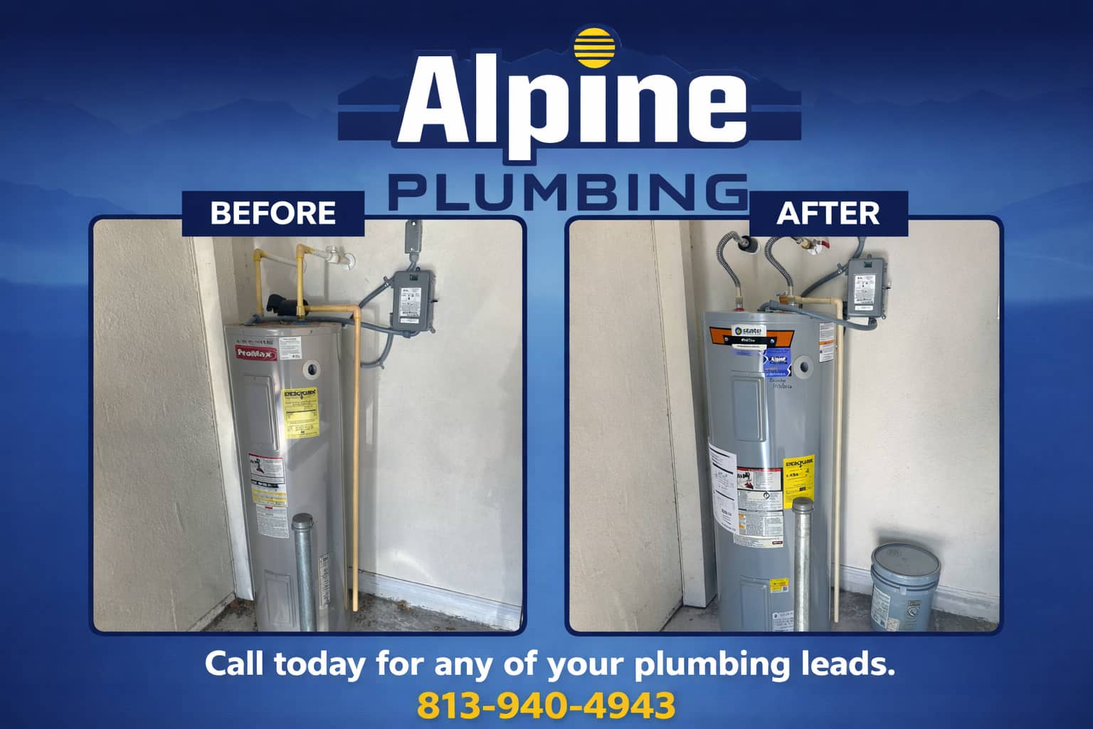 Experience quality and expertise with Alpine Plumbing – your go-to source for reliable water heater installations!