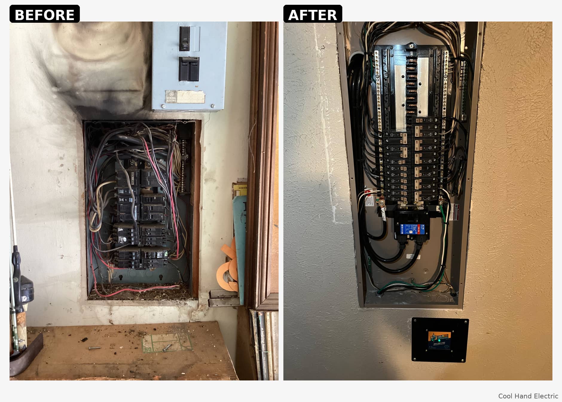 Cool Hand Electric transforms your outdated and unsafe electrical panel into a modern and reliable system, ensuring your home is both safe and functional.