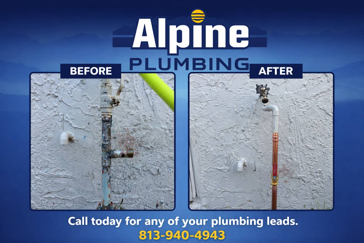 Alpine Plumbing transforms your plumbing from outdated to outstanding. See the difference and call today!