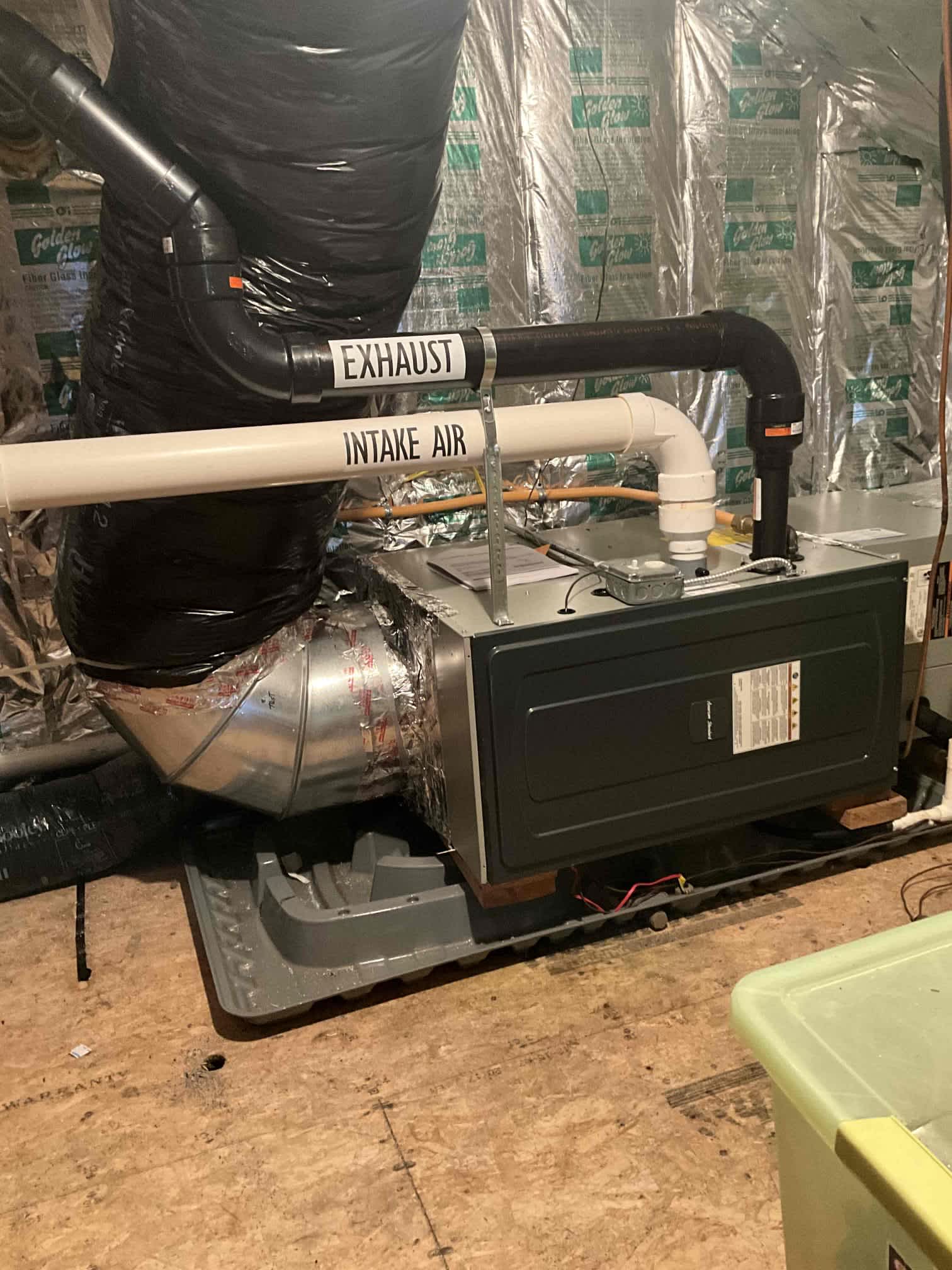 Akian Plumbing, Heating, Cooling & Electric showcases expertise in HVAC installations with a professionally arranged system for optimal performance.