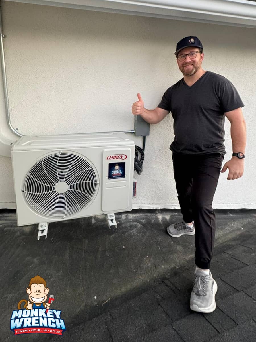 Experience reliable HVAC services with a smile at Monkey Wrench Plumbing, Heating, Air & Electric.