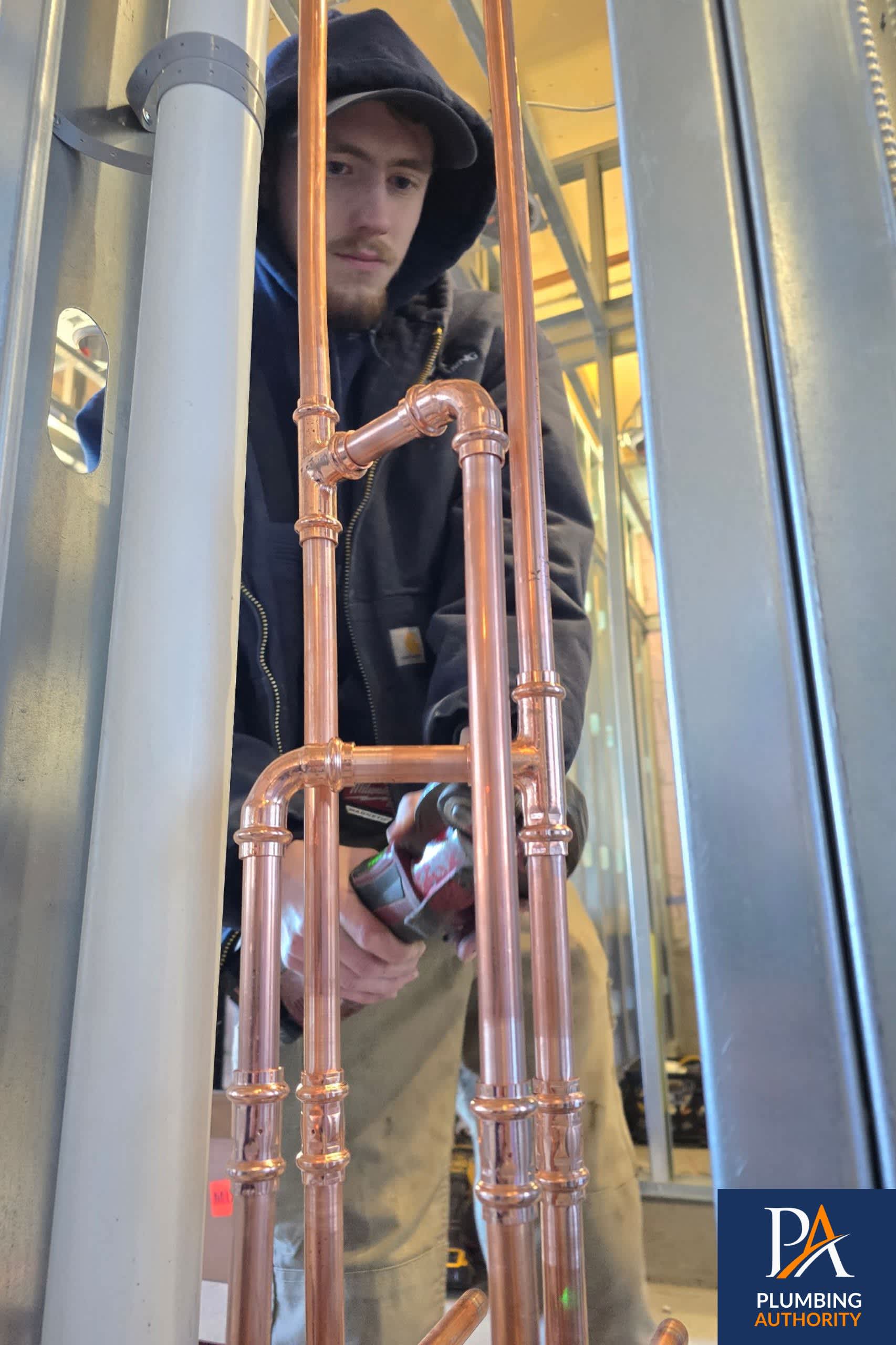 Skilled technicians from The Plumbing Authority deliver precise copper piping installations with attention to detail and lasting performance.