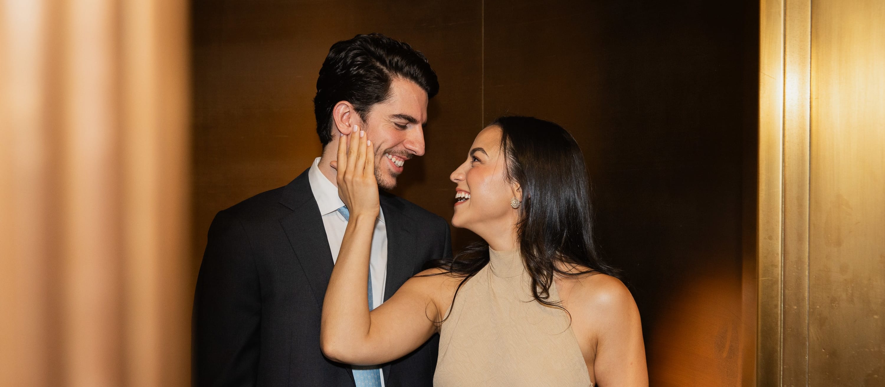 Alvaro and Maria close together after their wedding at New York City Hall