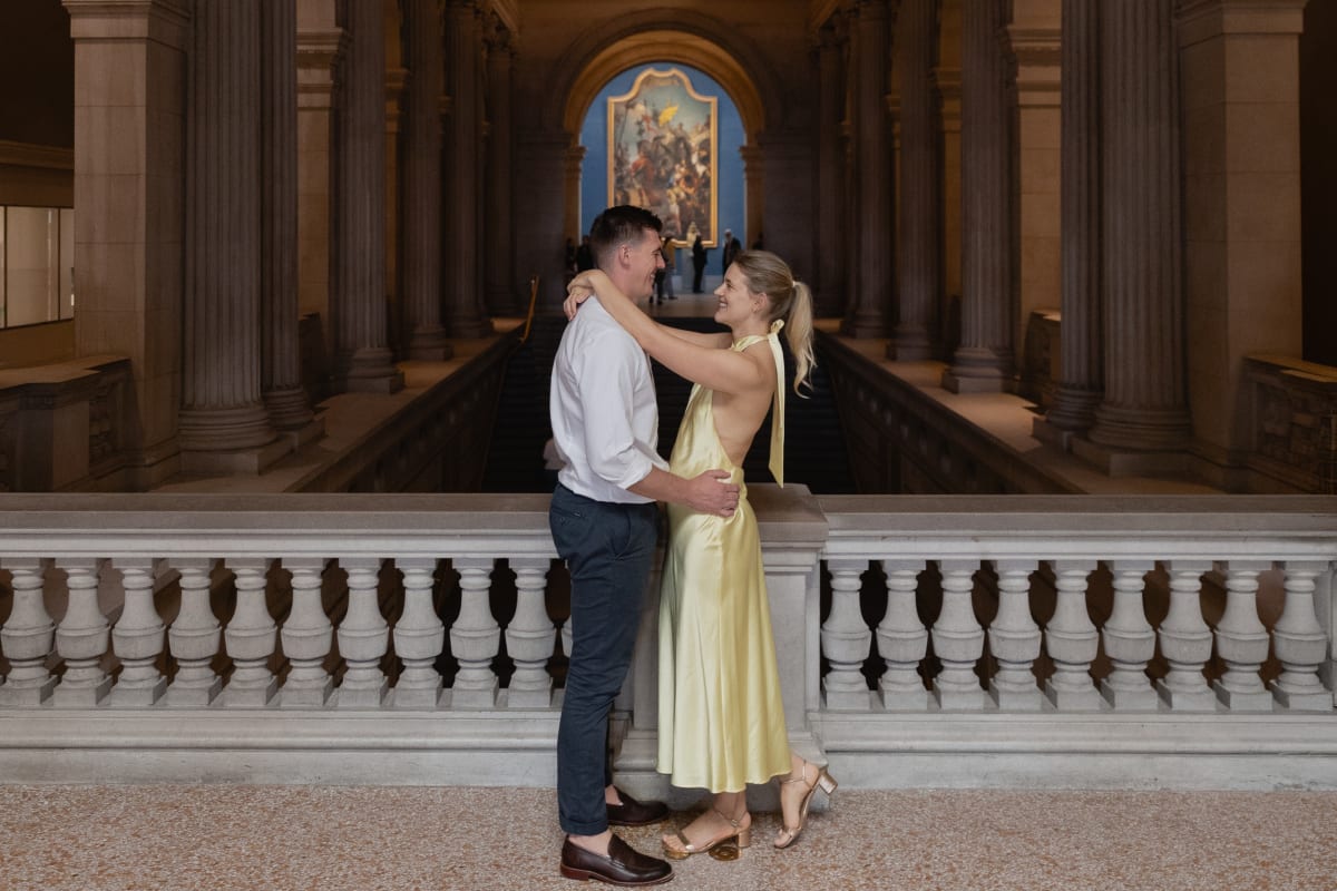 Couple photographed inside the Metropolitan Museum of Art by Dylan van Druten Photography