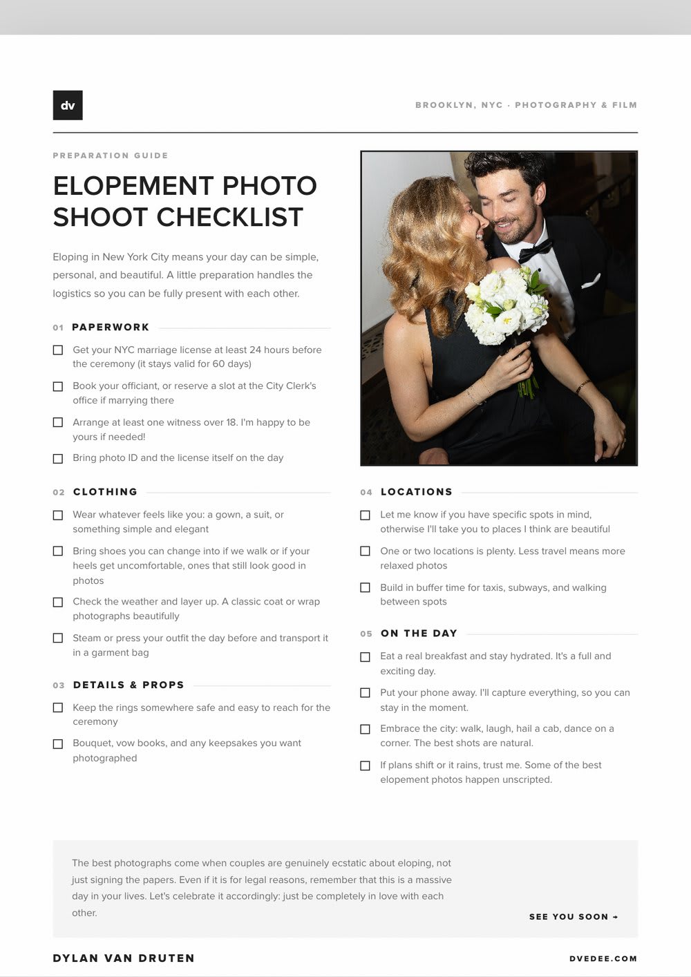 The elopement preparation checklist