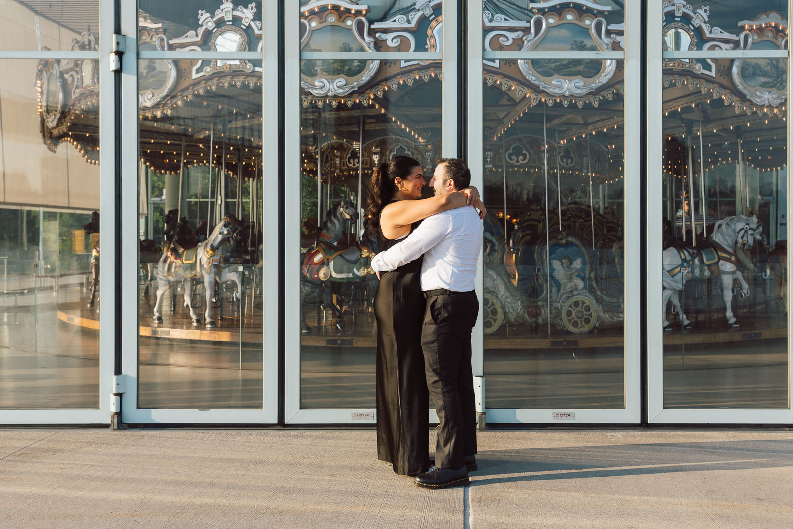 Couple walking together during a photography session in New York City