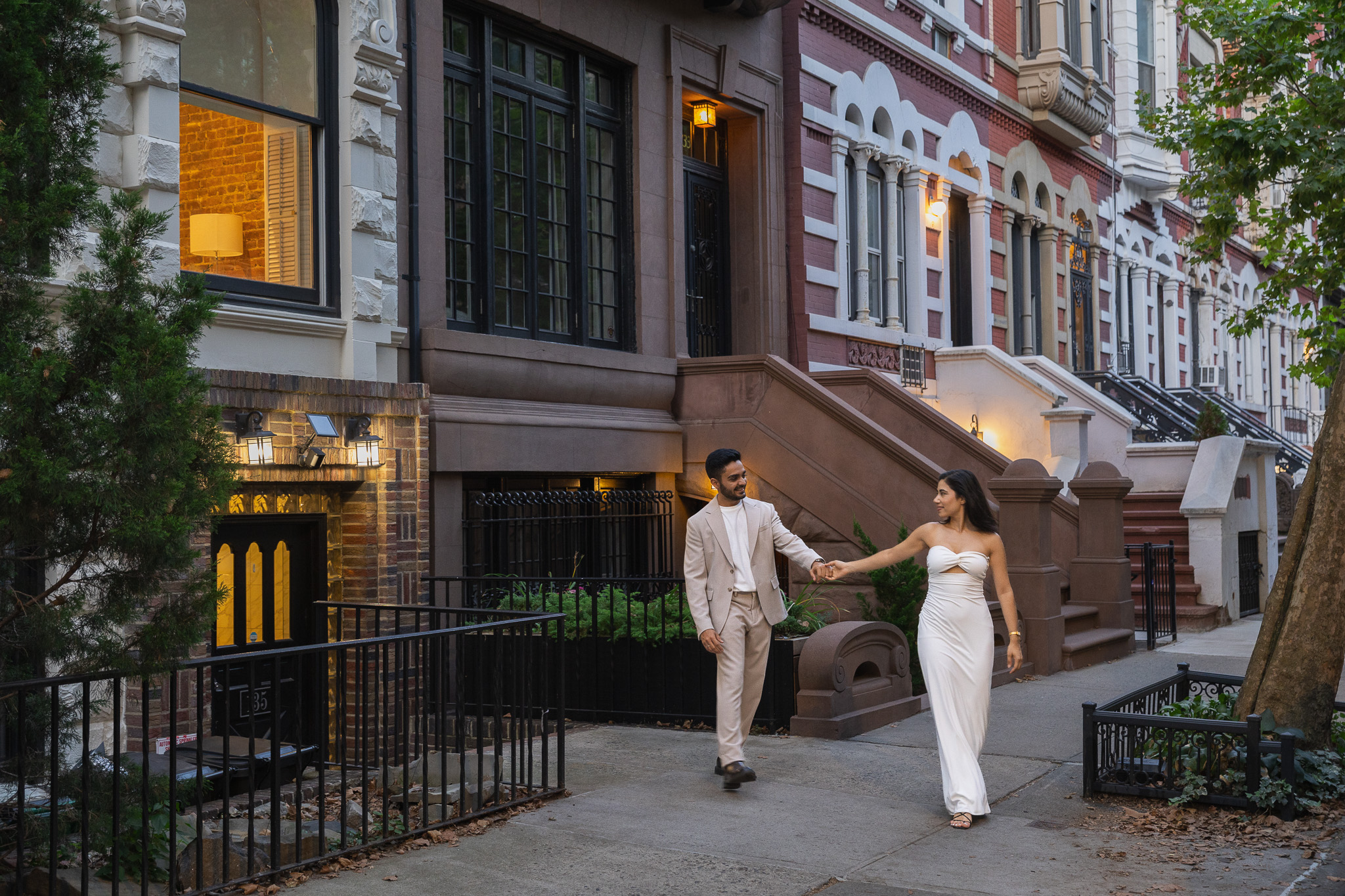Brownstone facades on 73rd Street on the Upper West Side of Manhattan