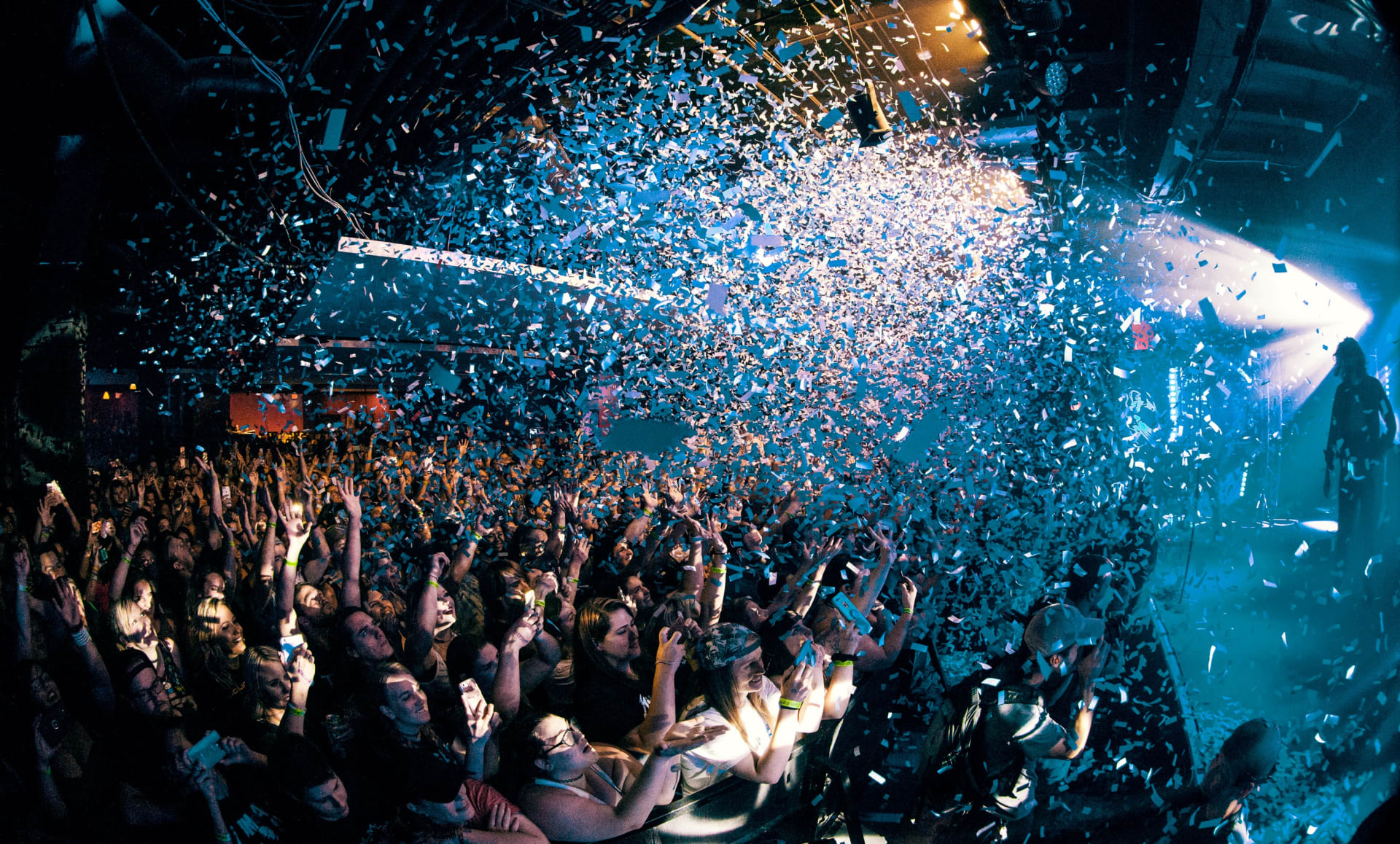 Confetti machine background photo from inside a night club event