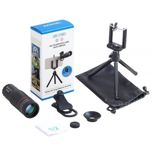 Apexel 18x25 Telephoto Lens Update Version – Package content 
