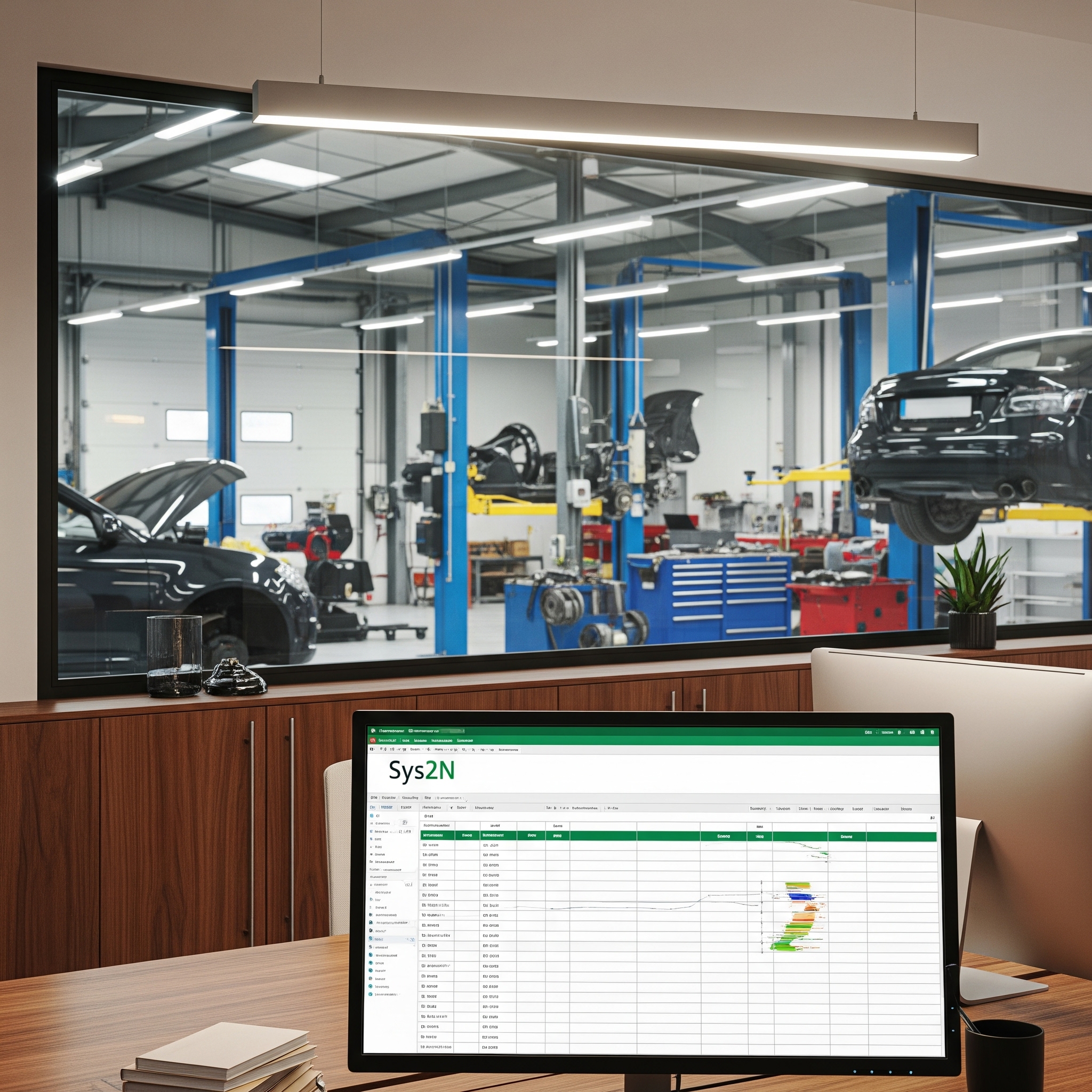 Imagem de oficina mecânica organizada com sys2n