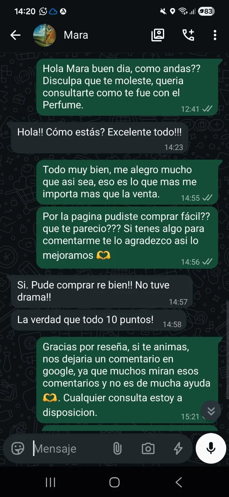 Reseña de Mara — excelente todo, 10 puntos