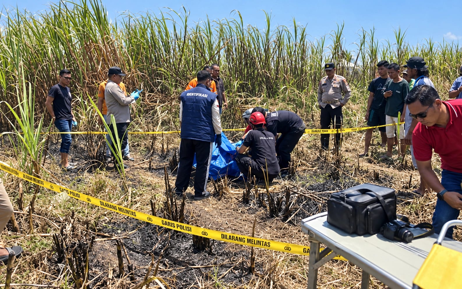 Lansia Ditemukan Meninggal di Lahan Tebu Terbakar di Jombang, Penyebab Masih Didalami