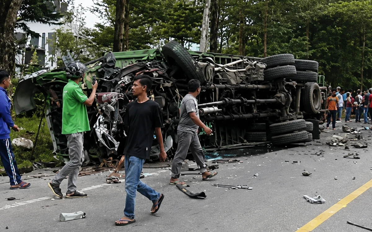 KECELAKAAN BERUNTUN 7 MOBIL DI SIBOLANGIT, JALUR MEDAN–BERASTAGI LUMPUH TOTAL