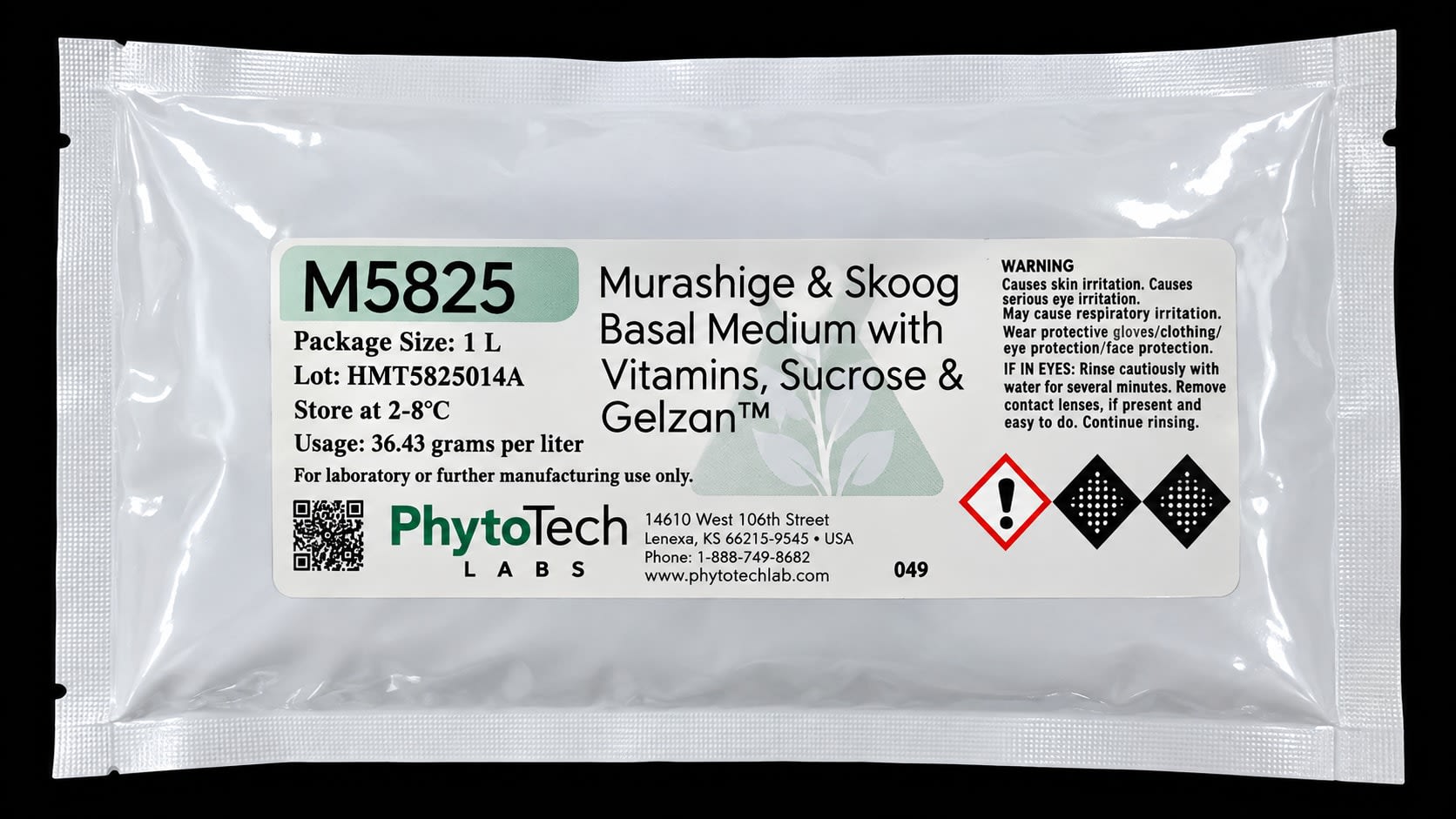 Murashige & Skoog Basal Medium with Vitamins, Sucrose, & Gelzan 1L — Jardín Roca Negra