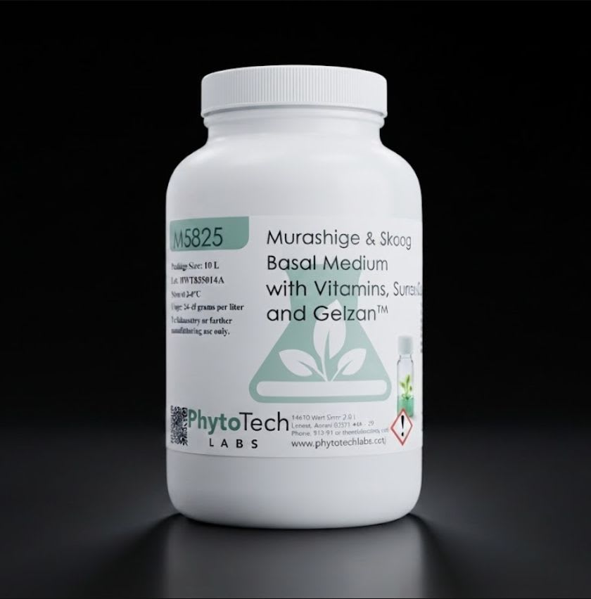 Murashige & Skoog MS Medium Vitaminas, Sacarosa & Gelzan