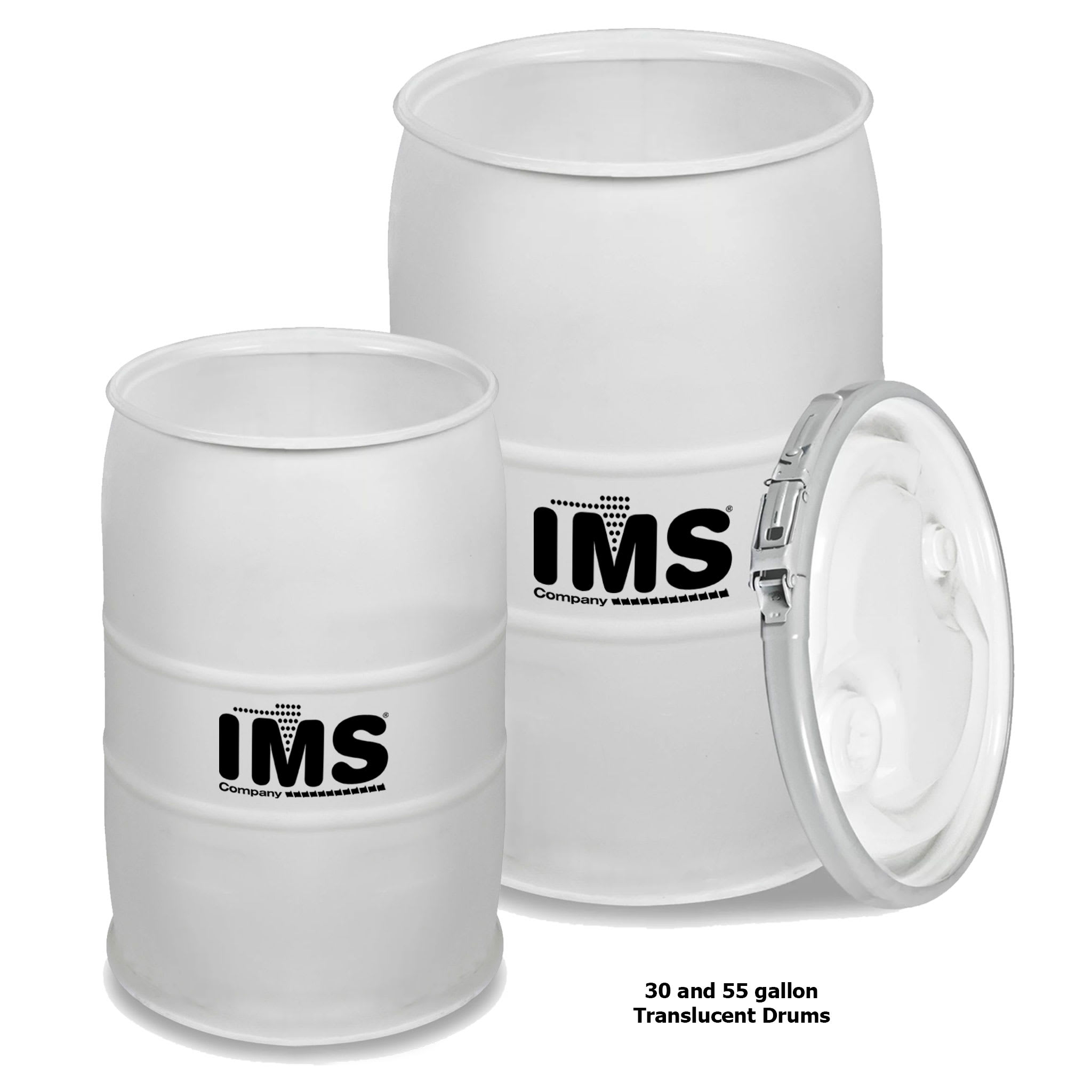 Plastic Drum with Lid, 55 Gallon, Natural Translucent Color