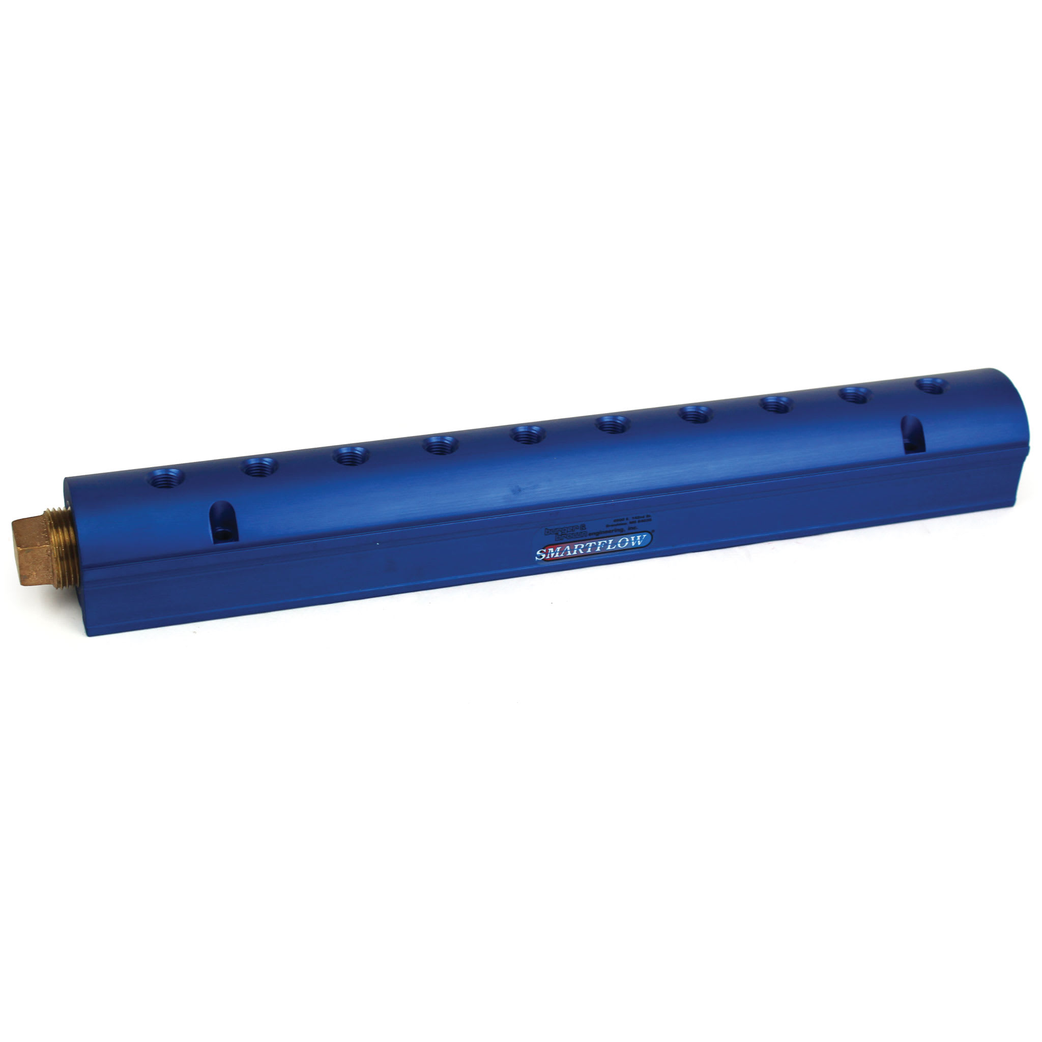 Manifold, Blue Aluminum, 1" Inlets, (10) 1/4" Ports