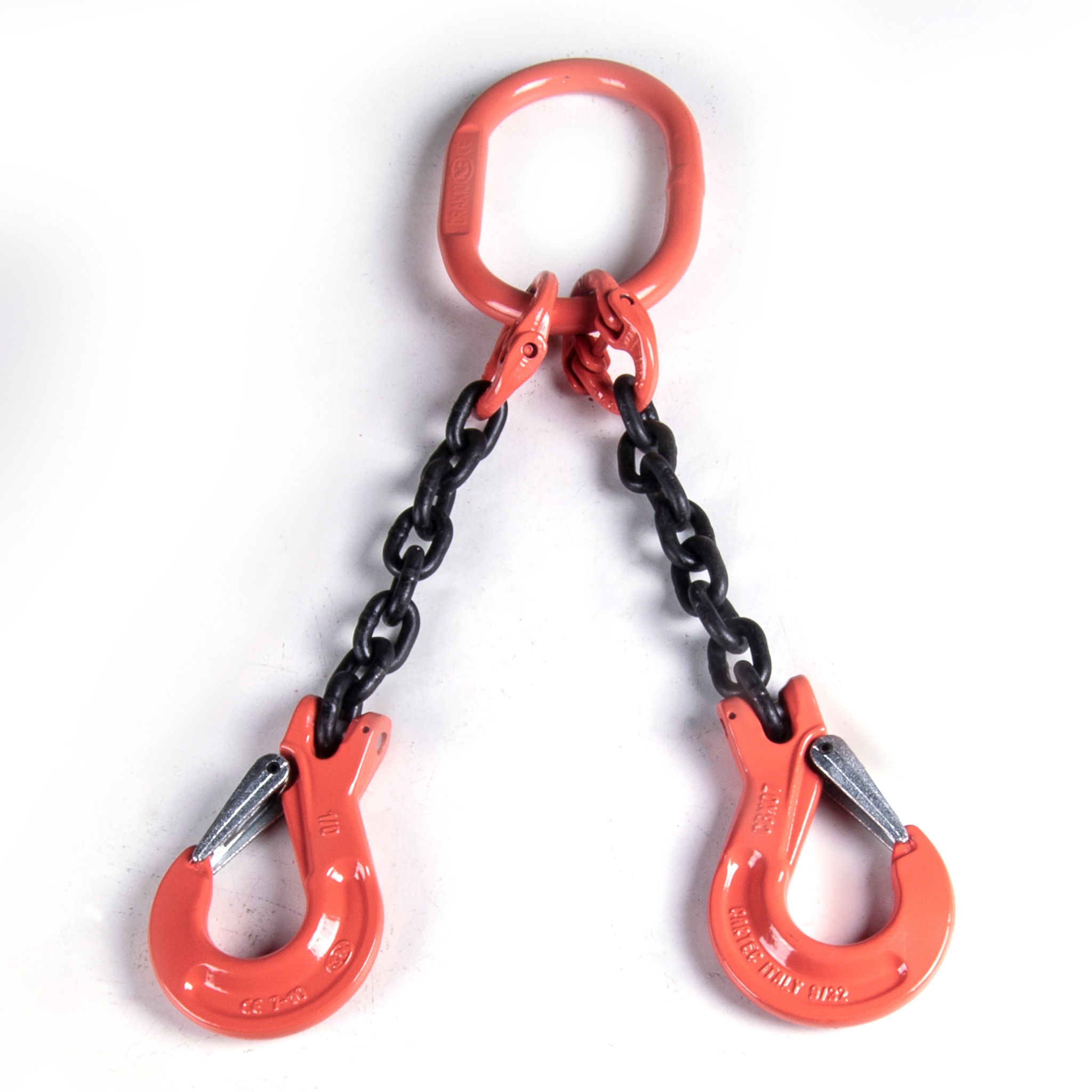 Chain Sling, Alloy, Type DOS, Double Leg, 1/2" Chain x 36" Reach, Sling Hooks with Safety Latches