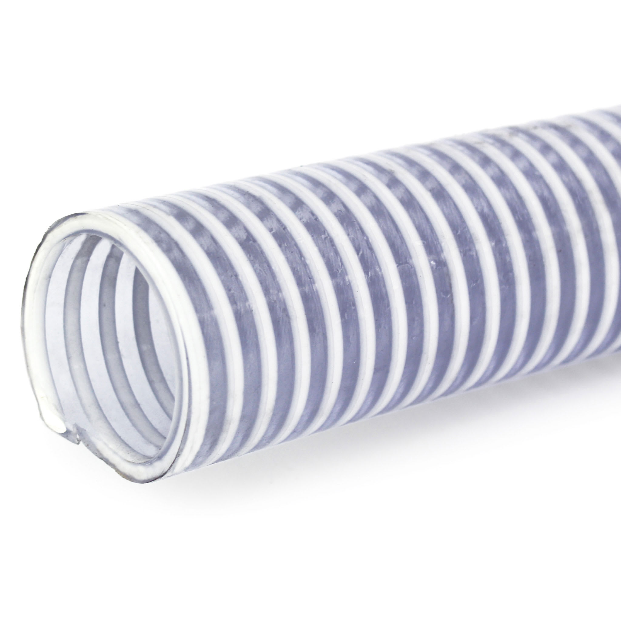 Loader Hose, 1-1/4" I.D., Smooth Cover, Clear Wall, White Helix Reinforced PVC