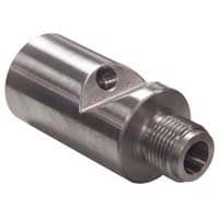 Nozzle Tip Adapter with Gas Port, 3-3/8" OAL 7/8-14 Male Thd, 7/8-14 Female Thd, 1/4-28 TC Hole