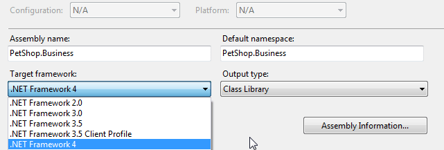 PetShop Update .NET Target Framework