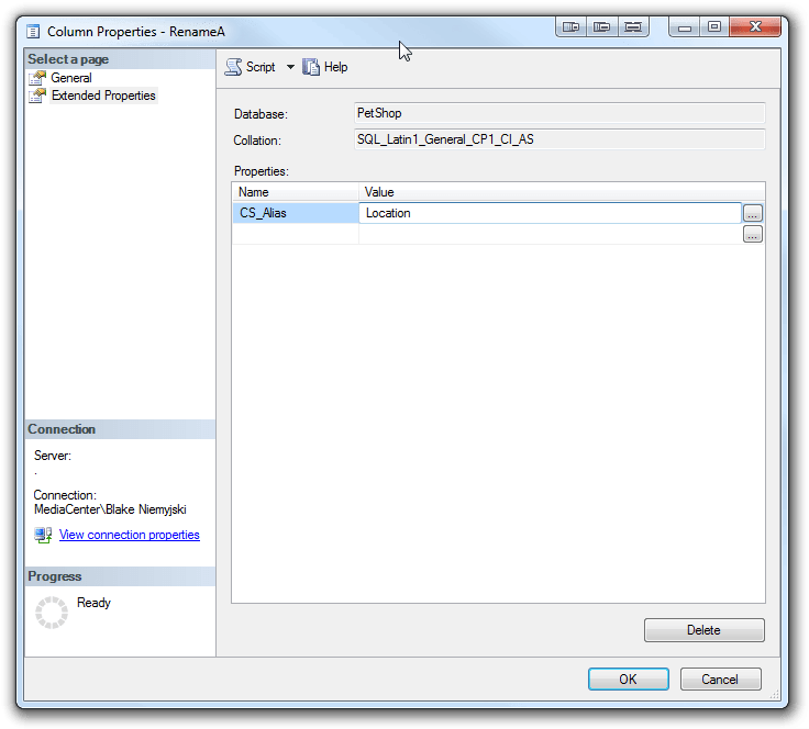 Column Properties - RenameA